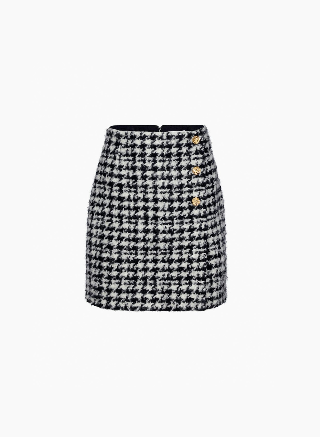 Mini Houndstooth A-line Skirt Black & White - Nina Ricci