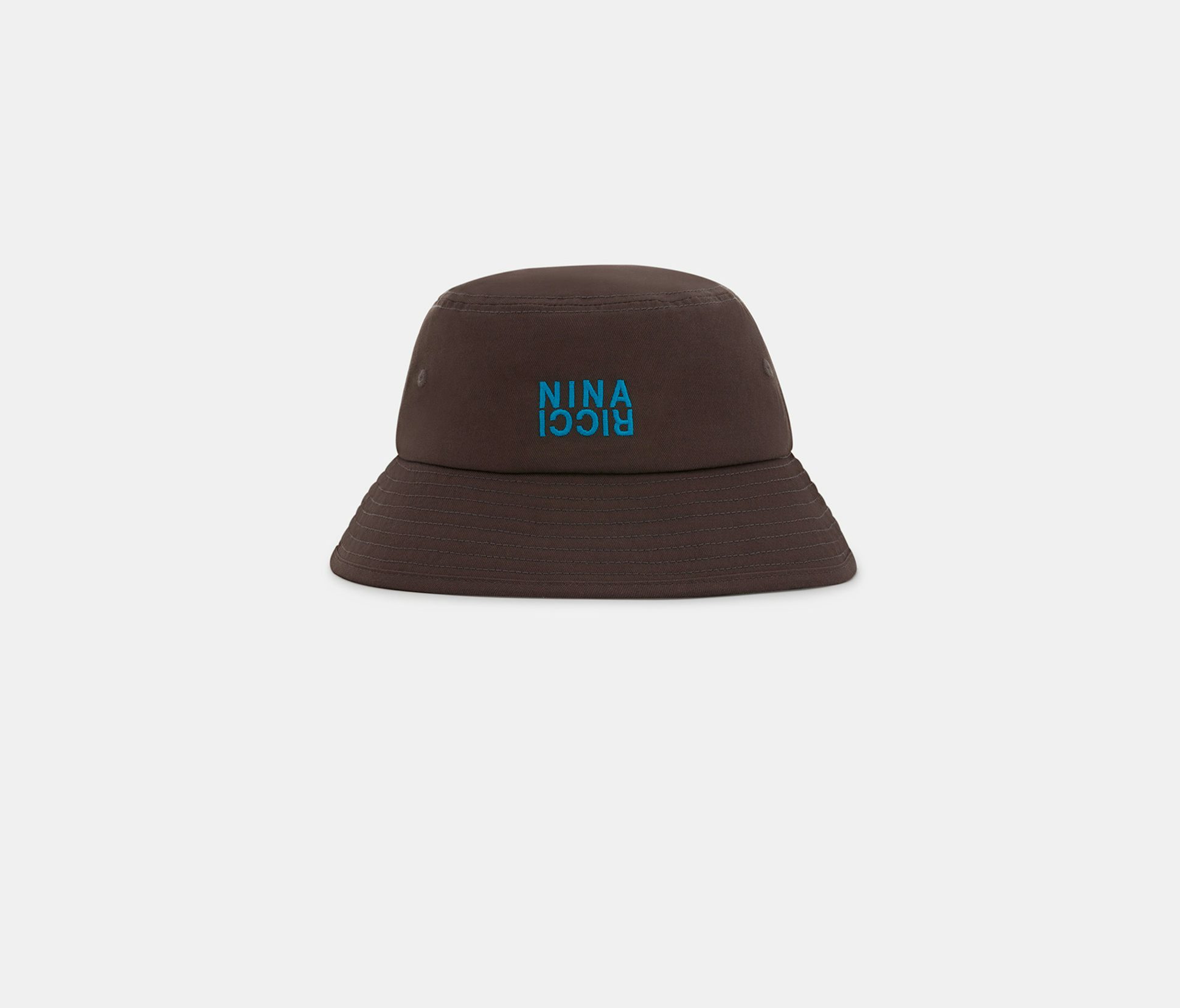 Bucket Hat with Contrasting Ficelle Grey and Blue Nina Ricci Embroidery - Nina Ricci
