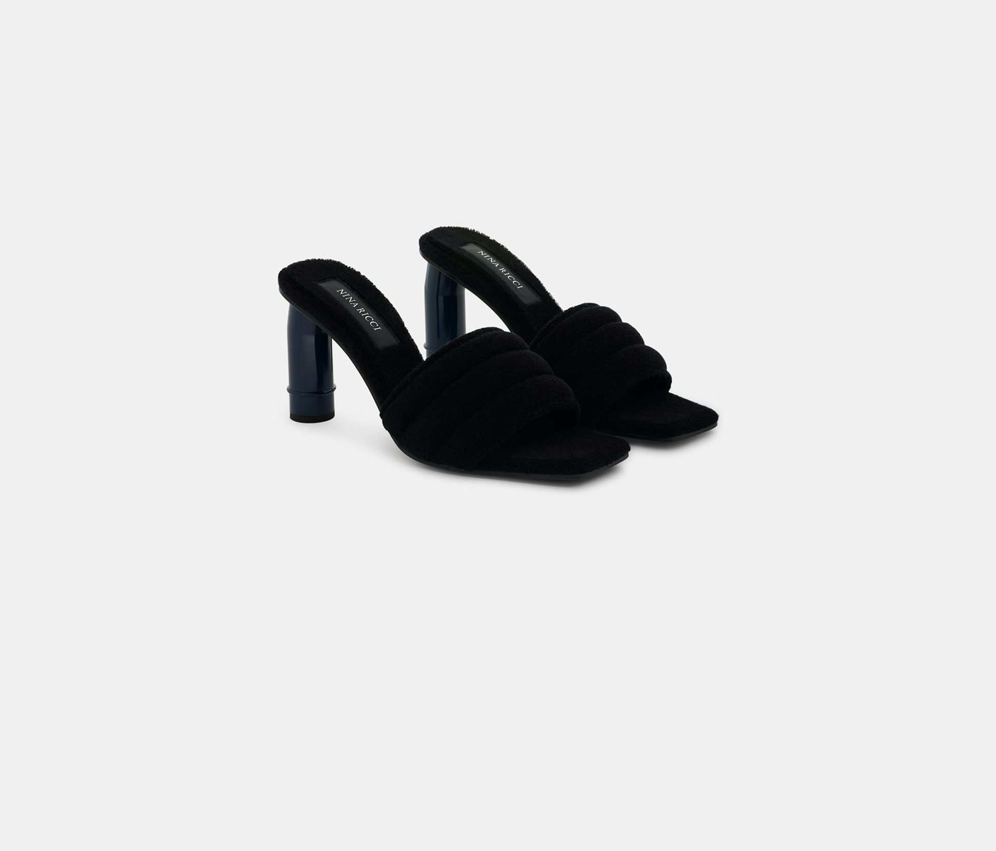 Black Terrycloth Mules With Snorkel Heels - Nina Ricci
