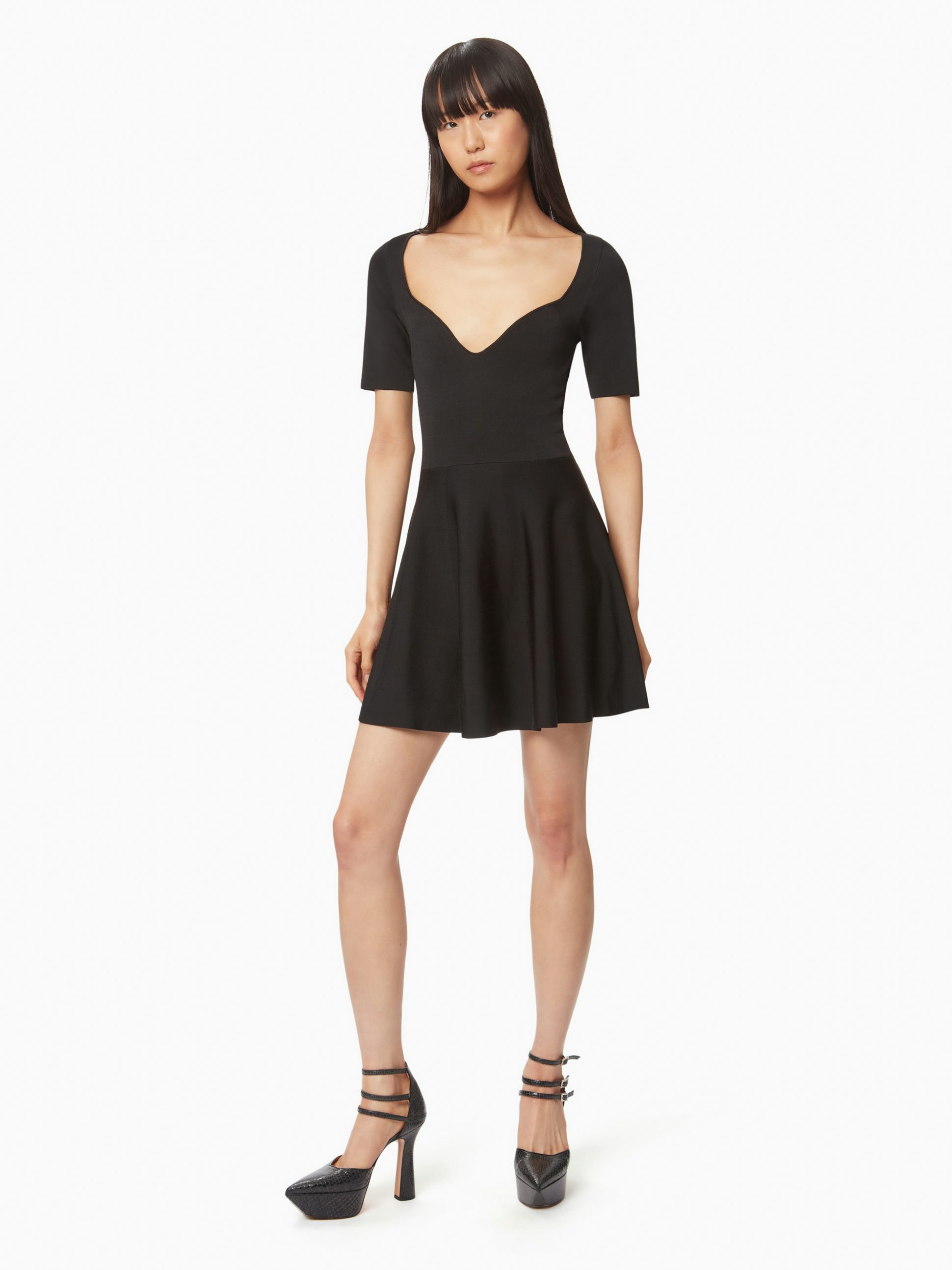 Heart neckline flared dress in black - Nina Ricci