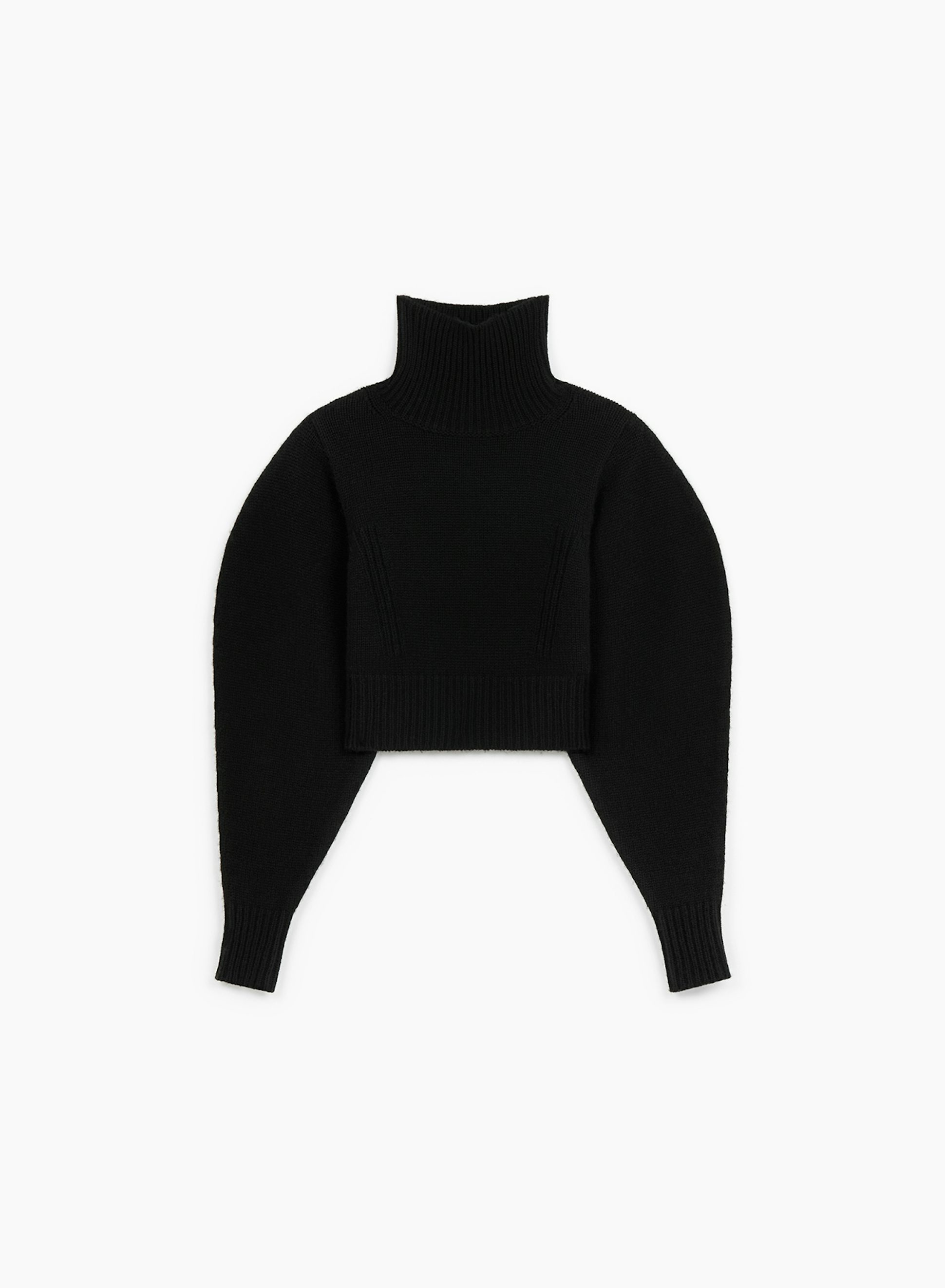 Cropped Turtleneck Puff Sleeve Sweater Black - Nina Ricci 