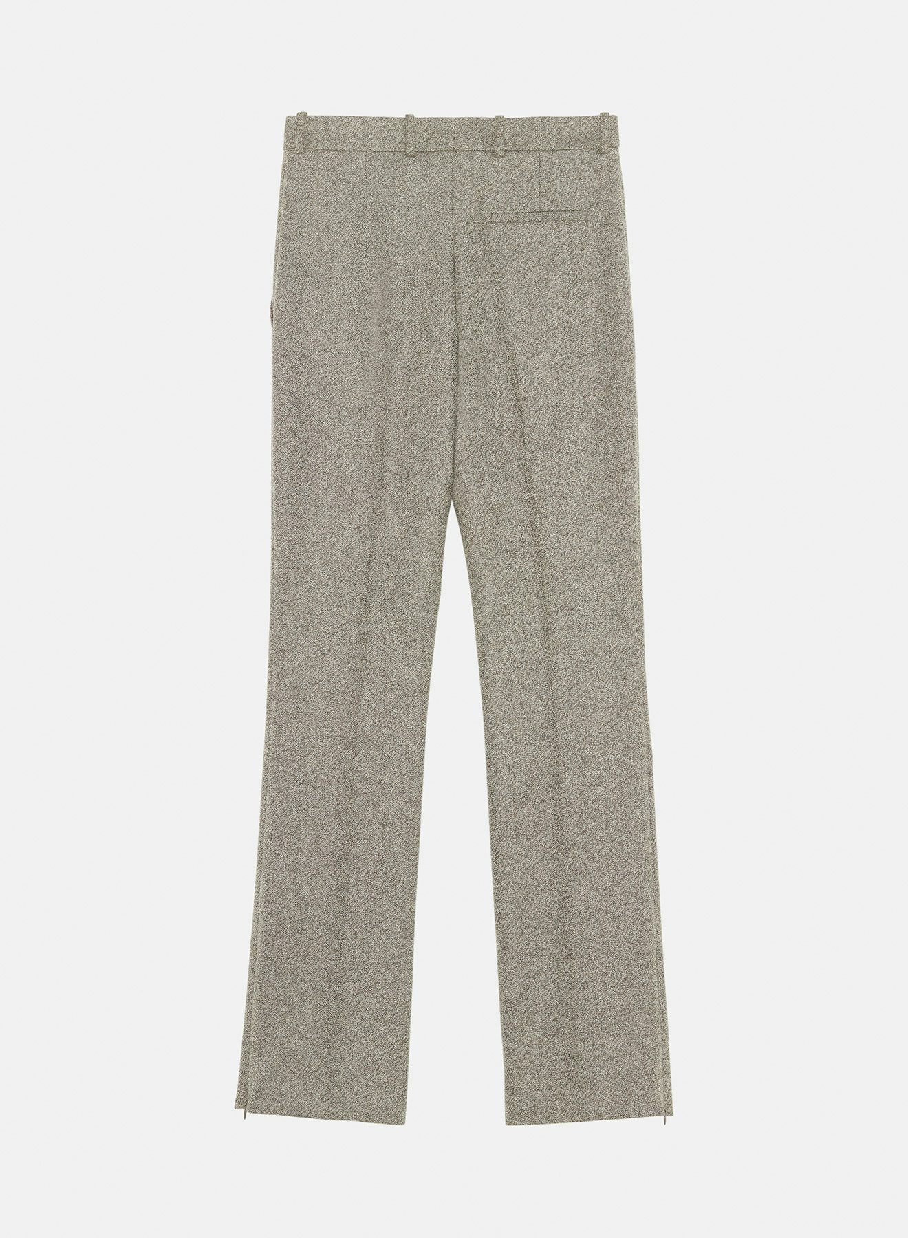 Pantalon droit en laine mouchetée marron et blanc - Nina Ricci