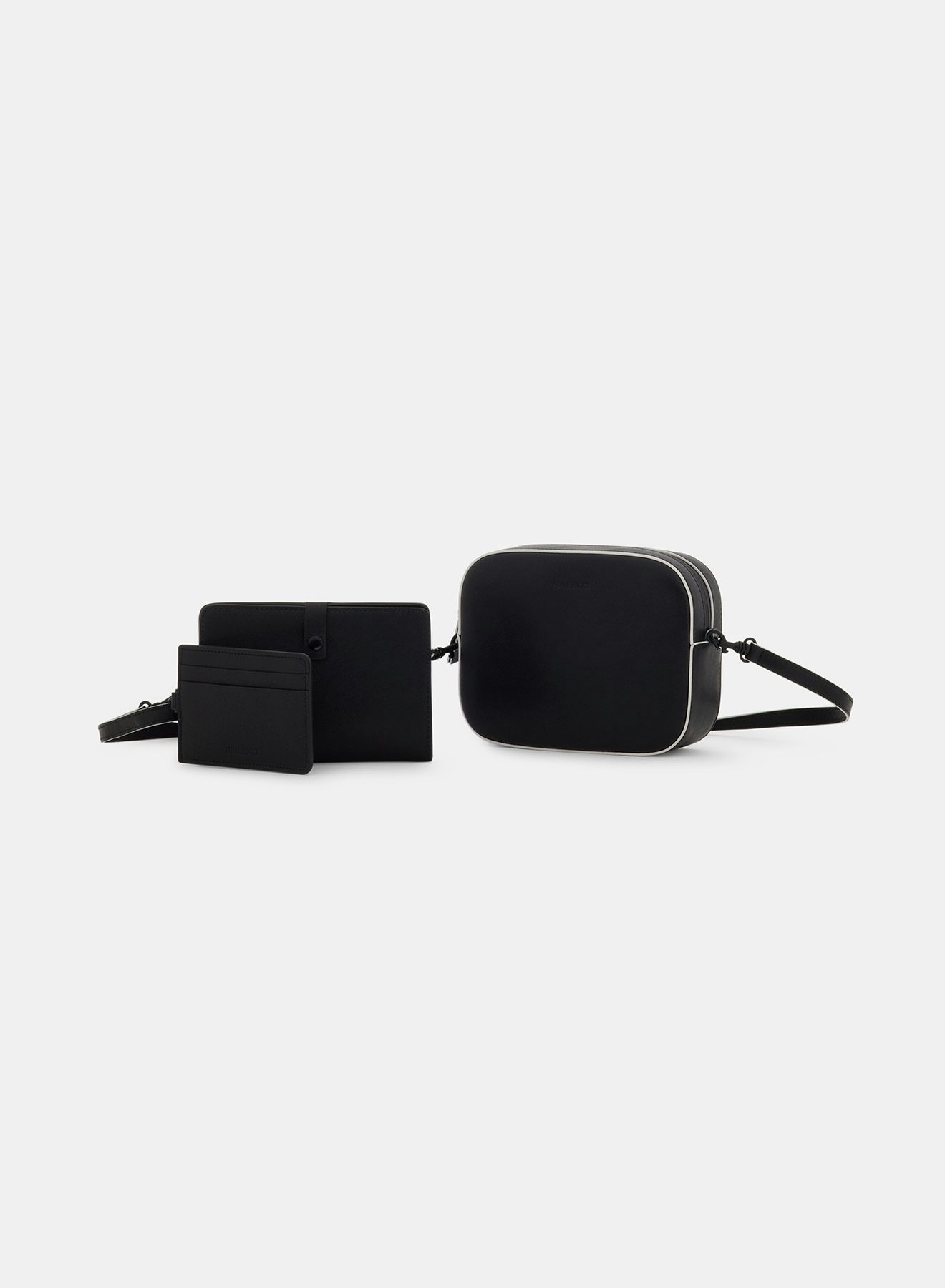 Black Leather Camera Bag with Shoulder Strap - Nina Ricci