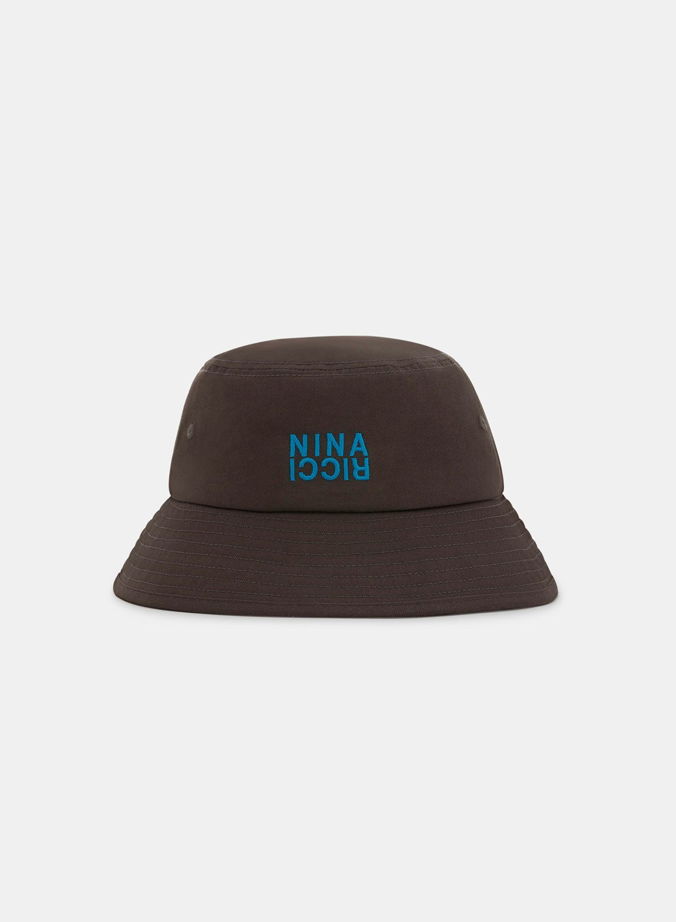 Bucket Hat with Contrasting Ficelle Grey and Blue Nina Ricci Embroidery - Nina Ricci