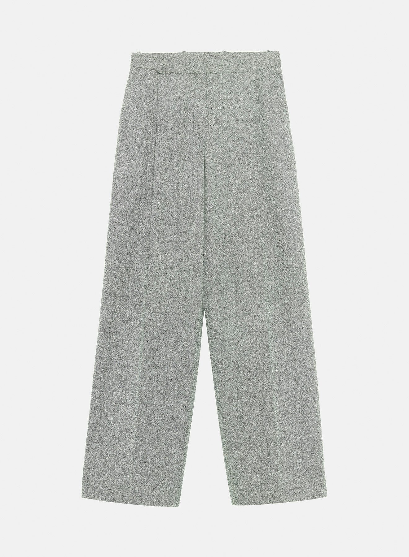 Pantalon large en laine mouchetée noir et blanc - Nina Ricci