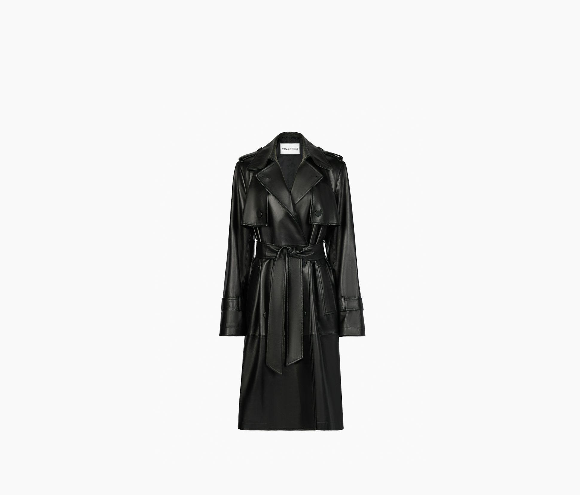 Mid-Long Leather Trench Coat   34