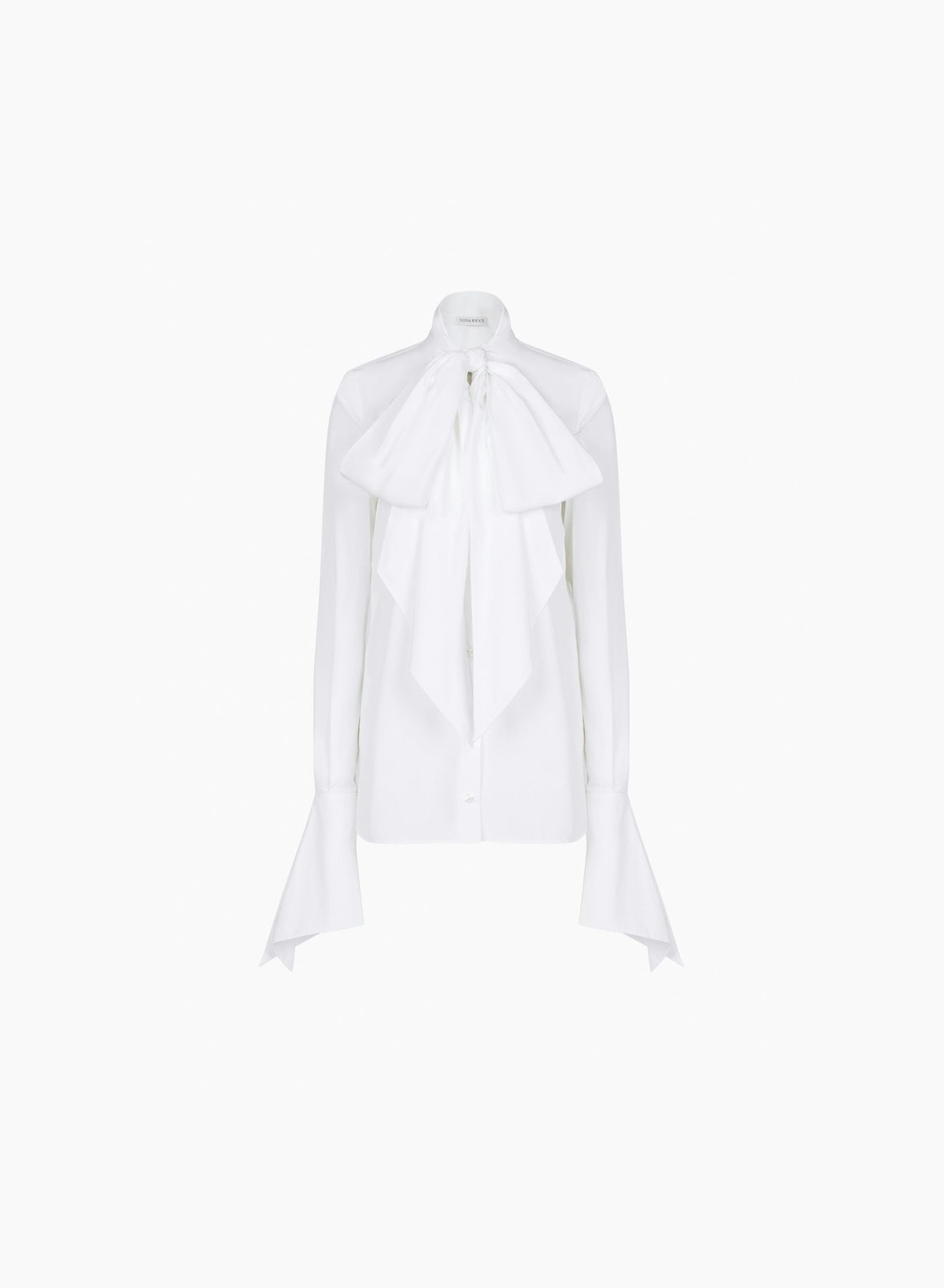 Tie-Neck Poplin Shirt White - Nina Ricci