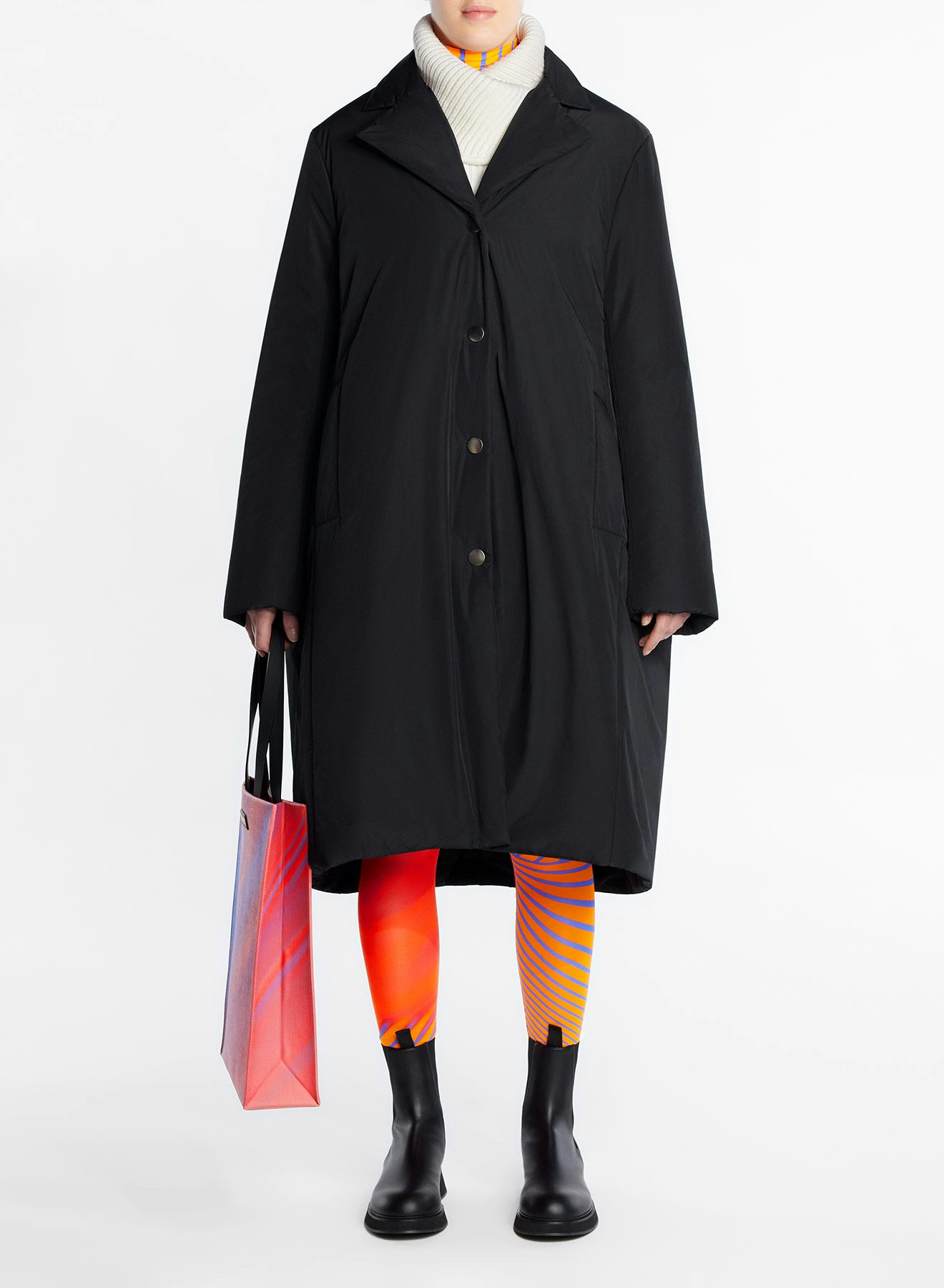 Manteau cocon en gabardine recyclée noir - Nina Ricci