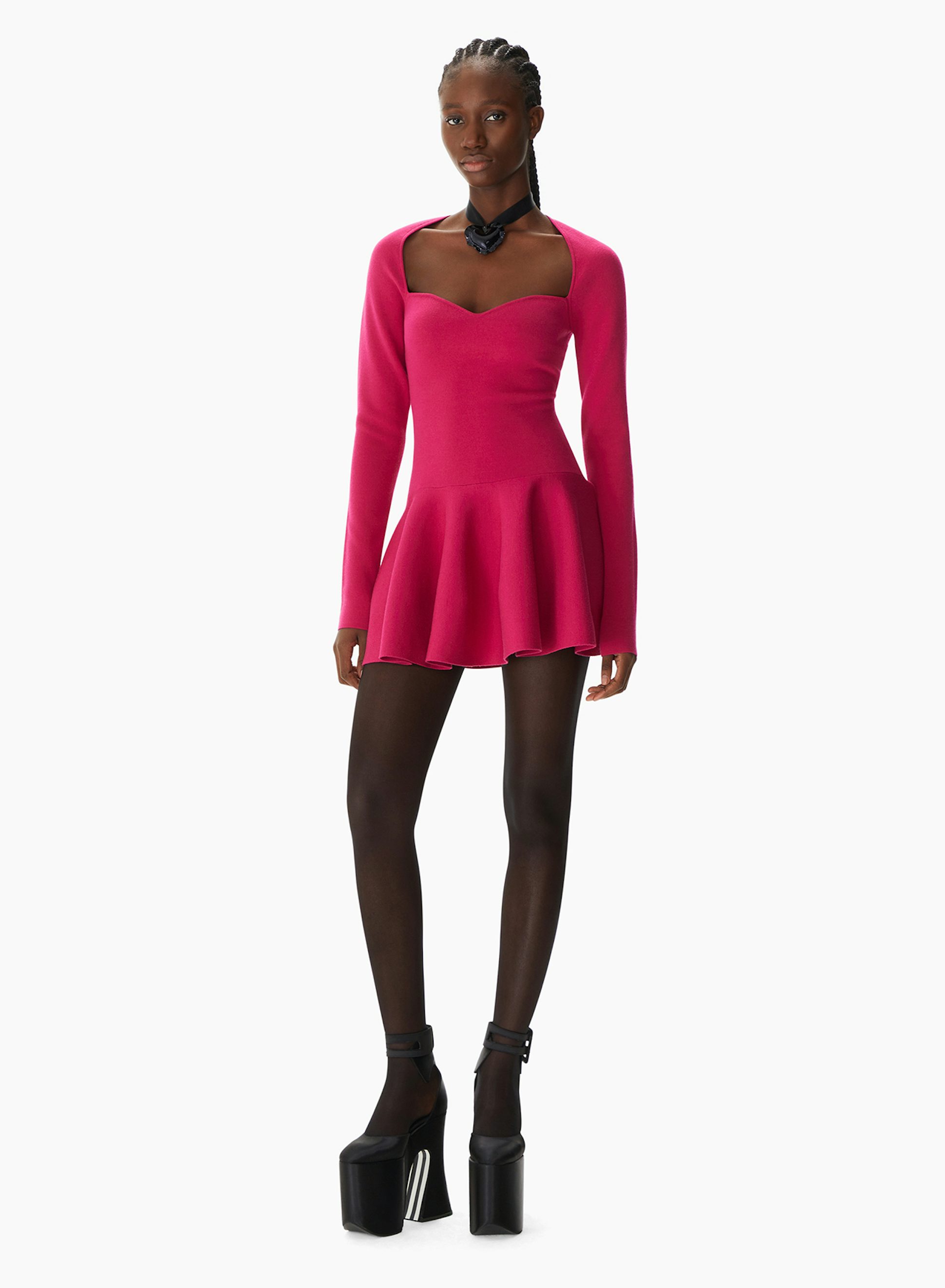 Sweetheart Neckline Mini Dress Dark Fuchsia - Nina Ricci 
