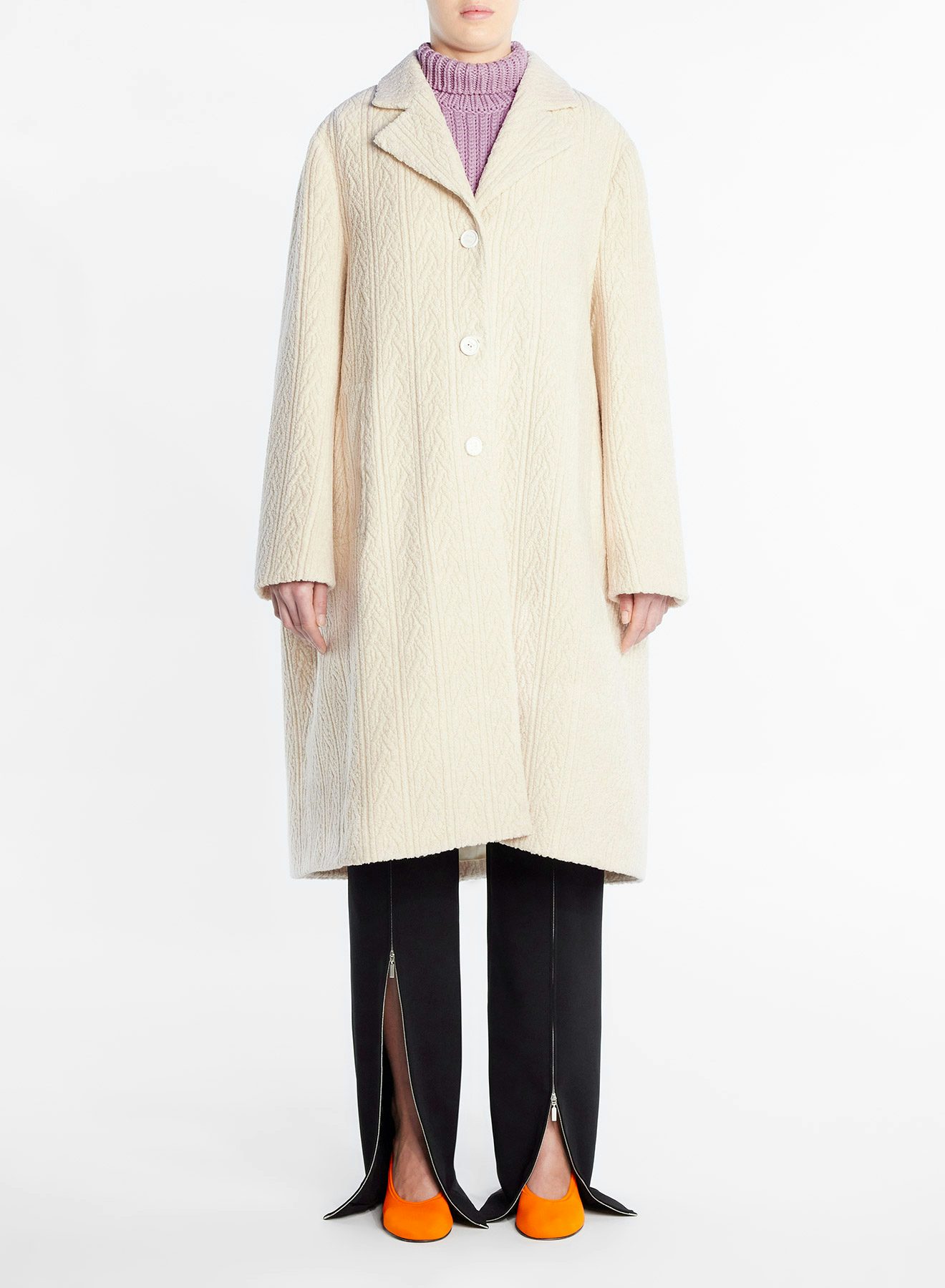 Manteau cocon en jacquard jersey beige - Nina Ricci