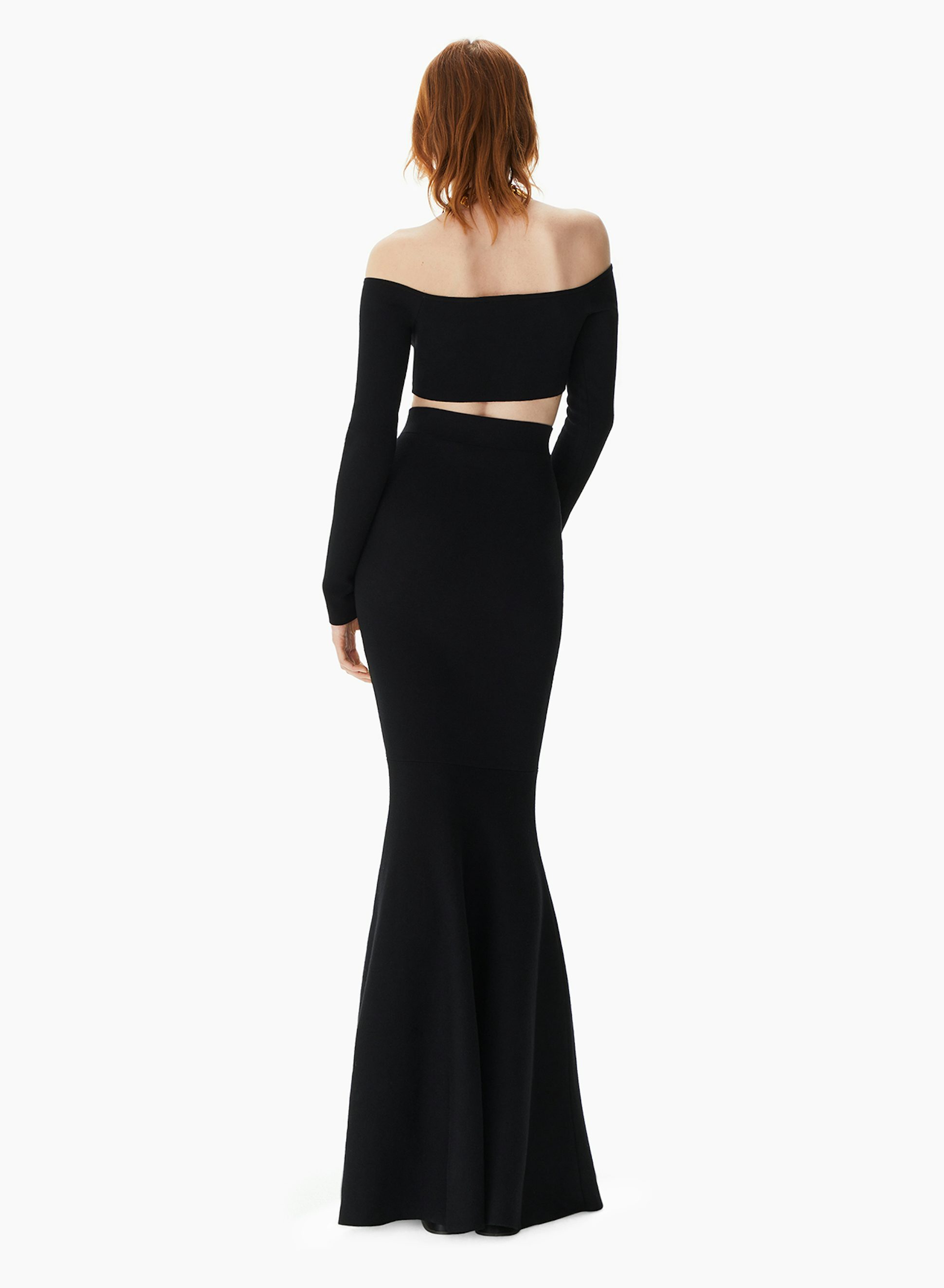 Sweetheart Neckline Wool-Blend Top Black - Nina Ricci 