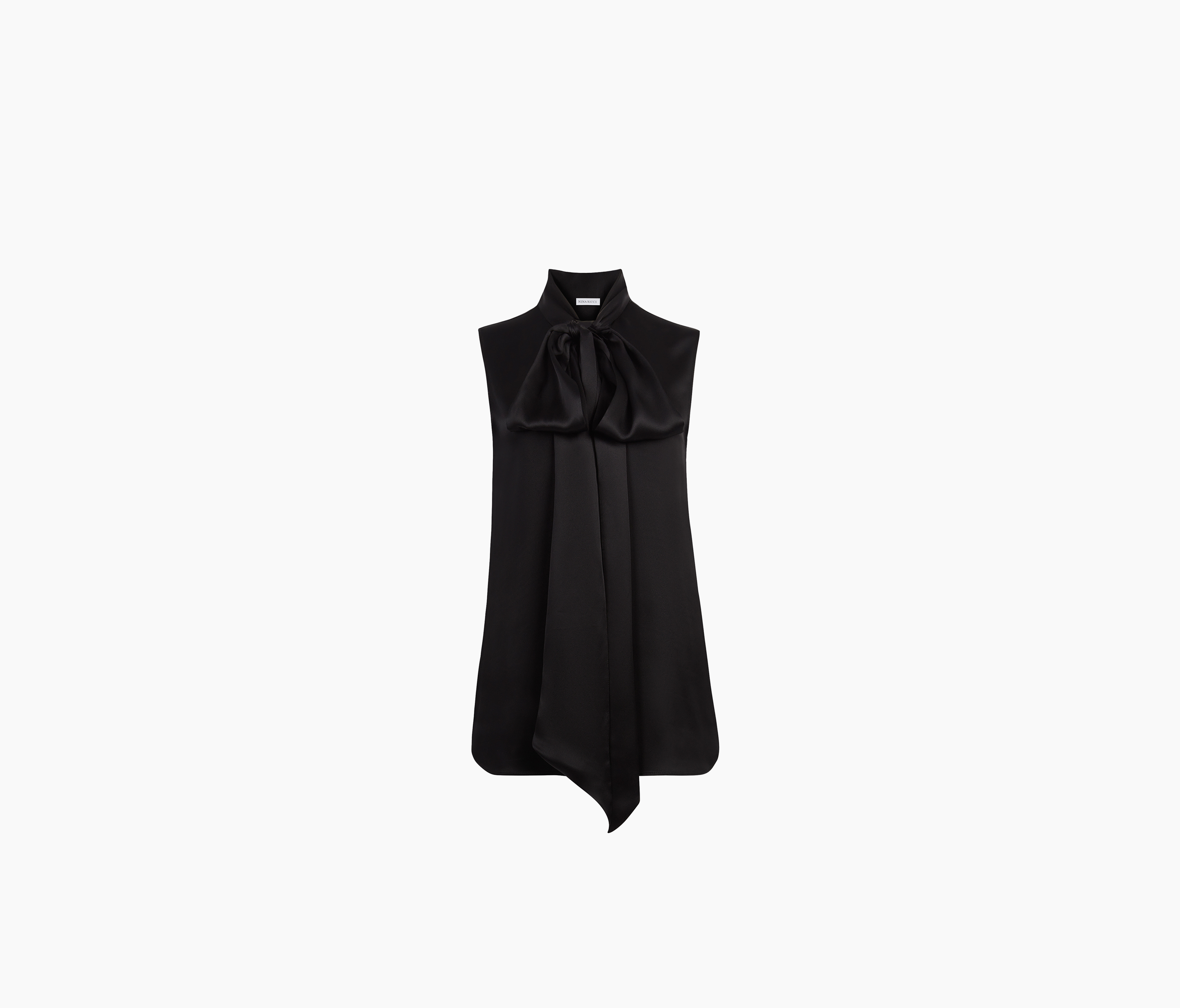 Sleeveless pussy-bow shirt in black - Nina Ricci