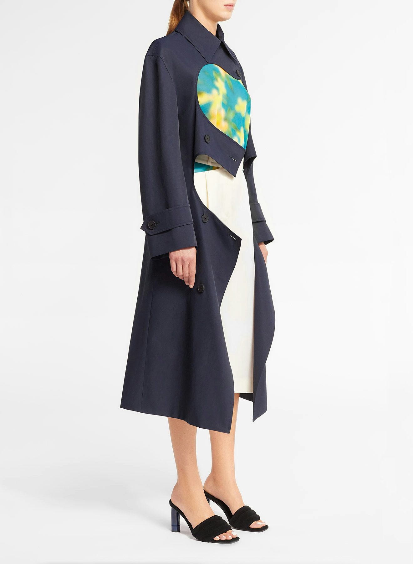Dark Navy Technical Cotton Trench Coat With Openings on the Front - Nina Ricci