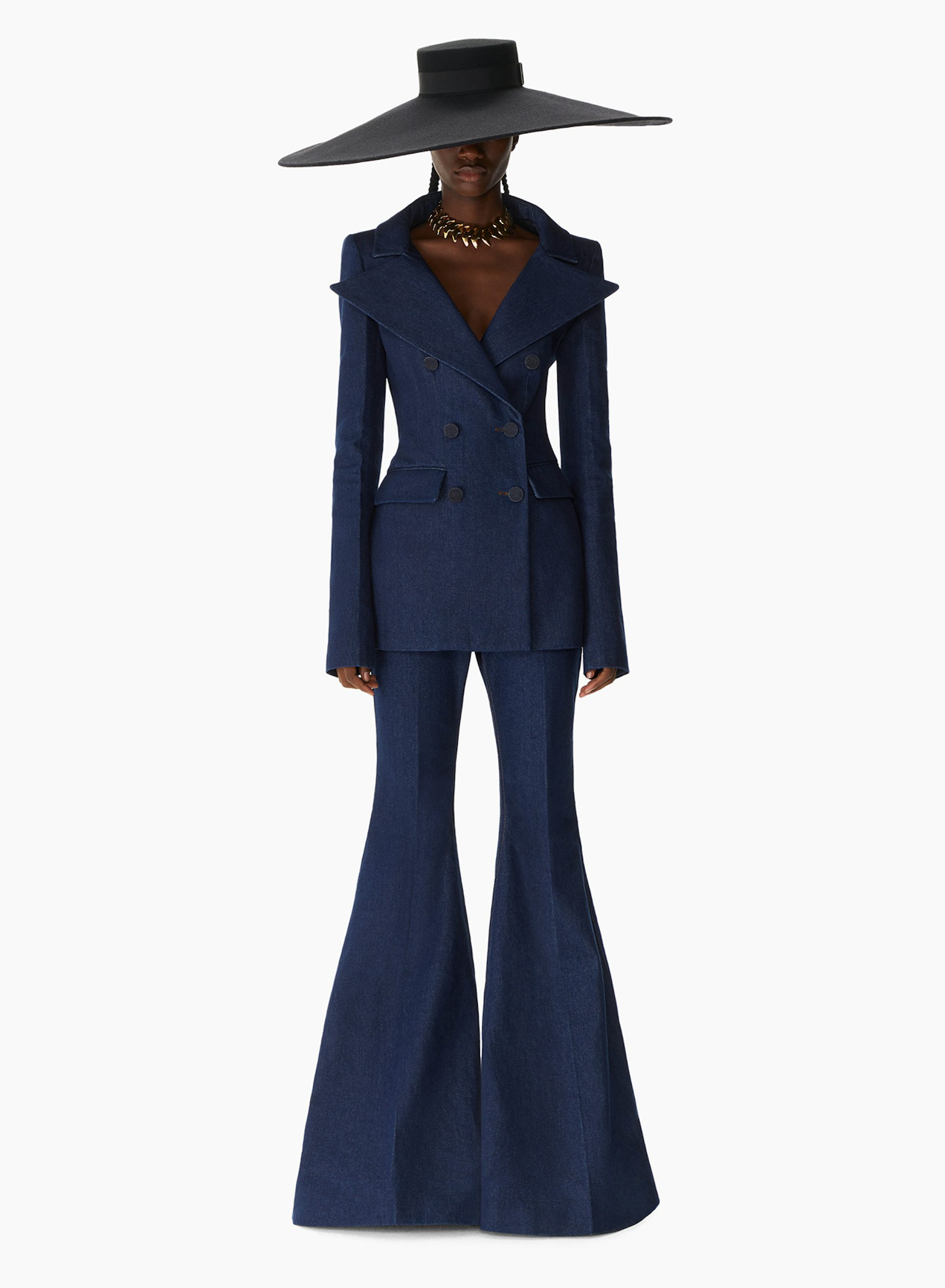 Denim Double-Breasted Blazer Raw Blue - Nina Ricci 