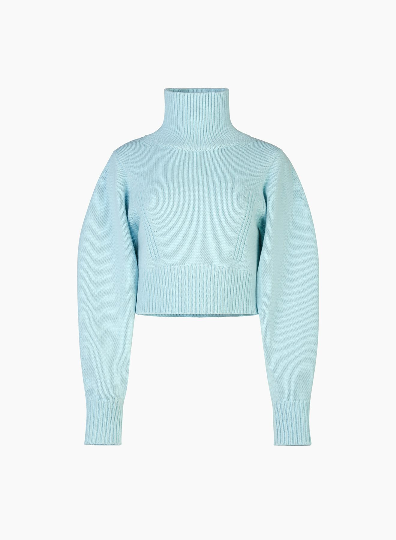 Suéter con Cuello Vuelto y Mangas Abullonadas Azul Claro - Nina Ricci 