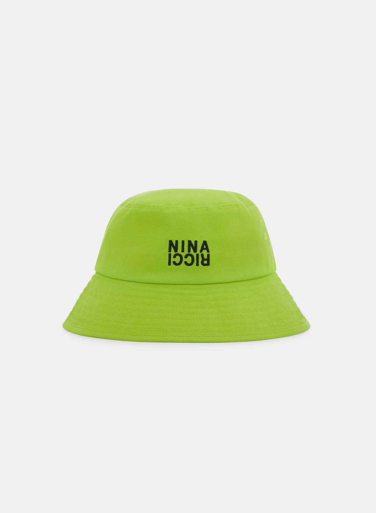 Bucket Hat with Contrasting Green and Navy Blue Nina Ricci Embroidery - Nina Ricci
