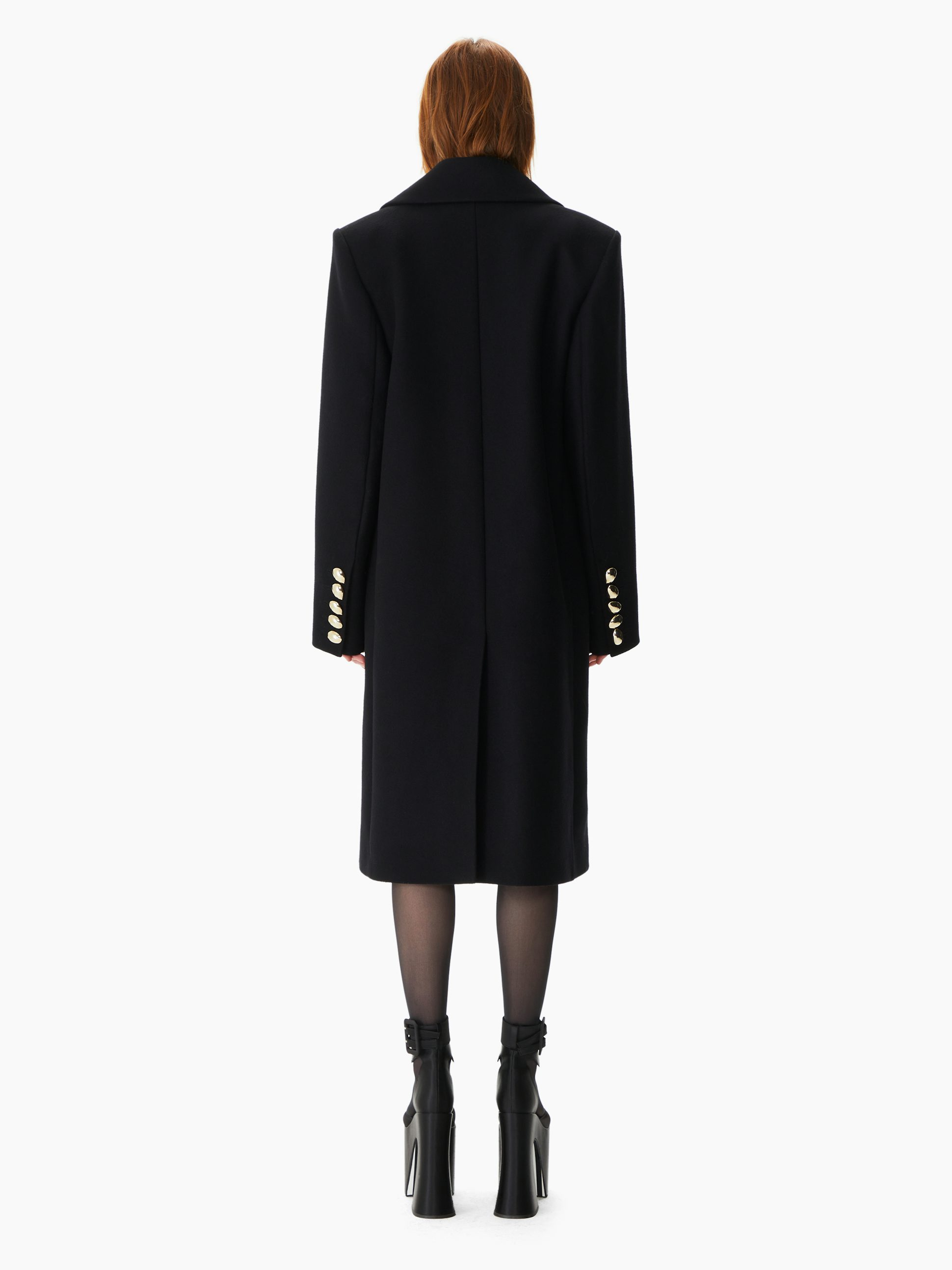 Abrigo largo y recto de mezcla de lana negro - Nina Ricci
