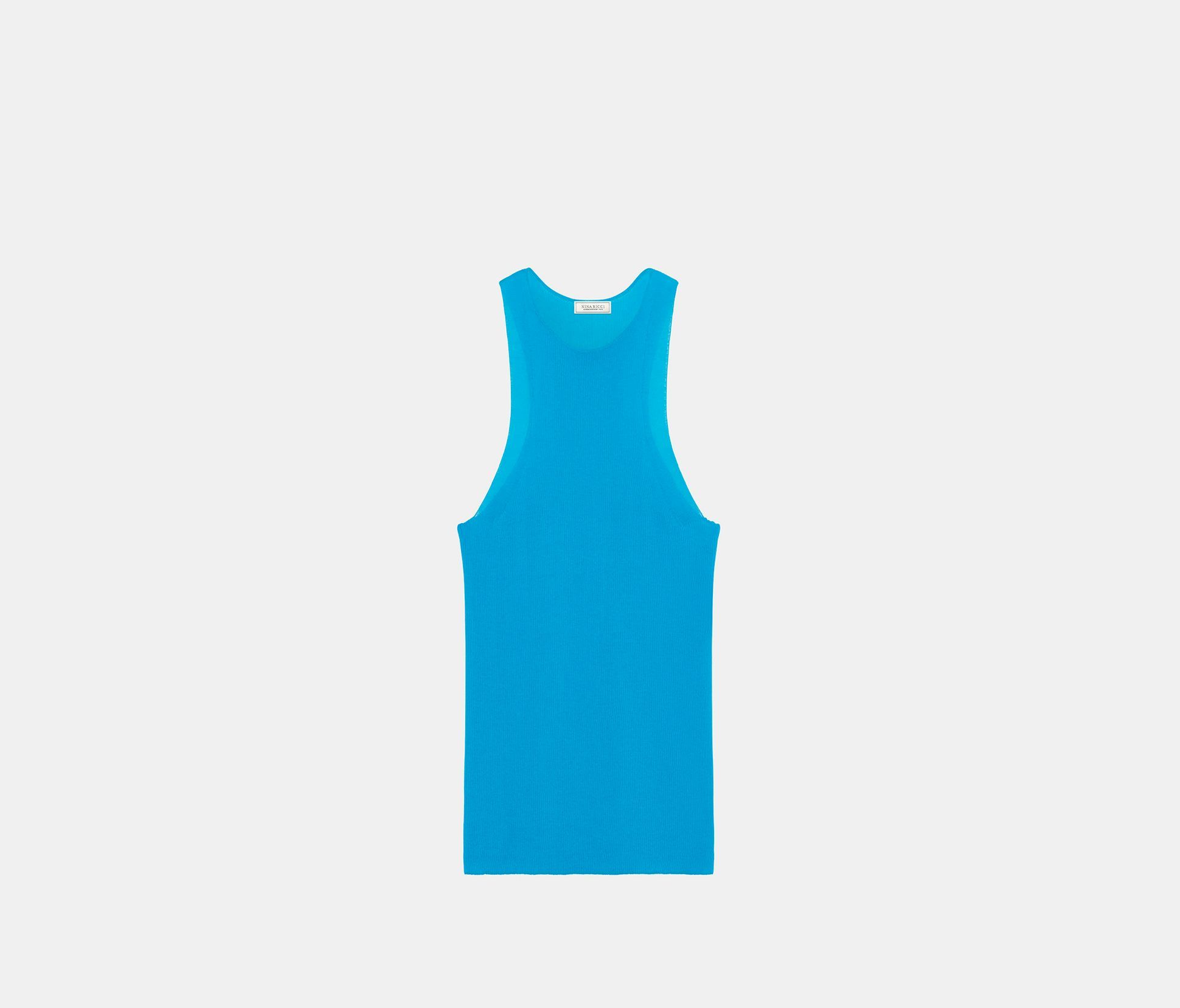 Camiseta sin mangas de punto fino azul cian - Nina Ricci