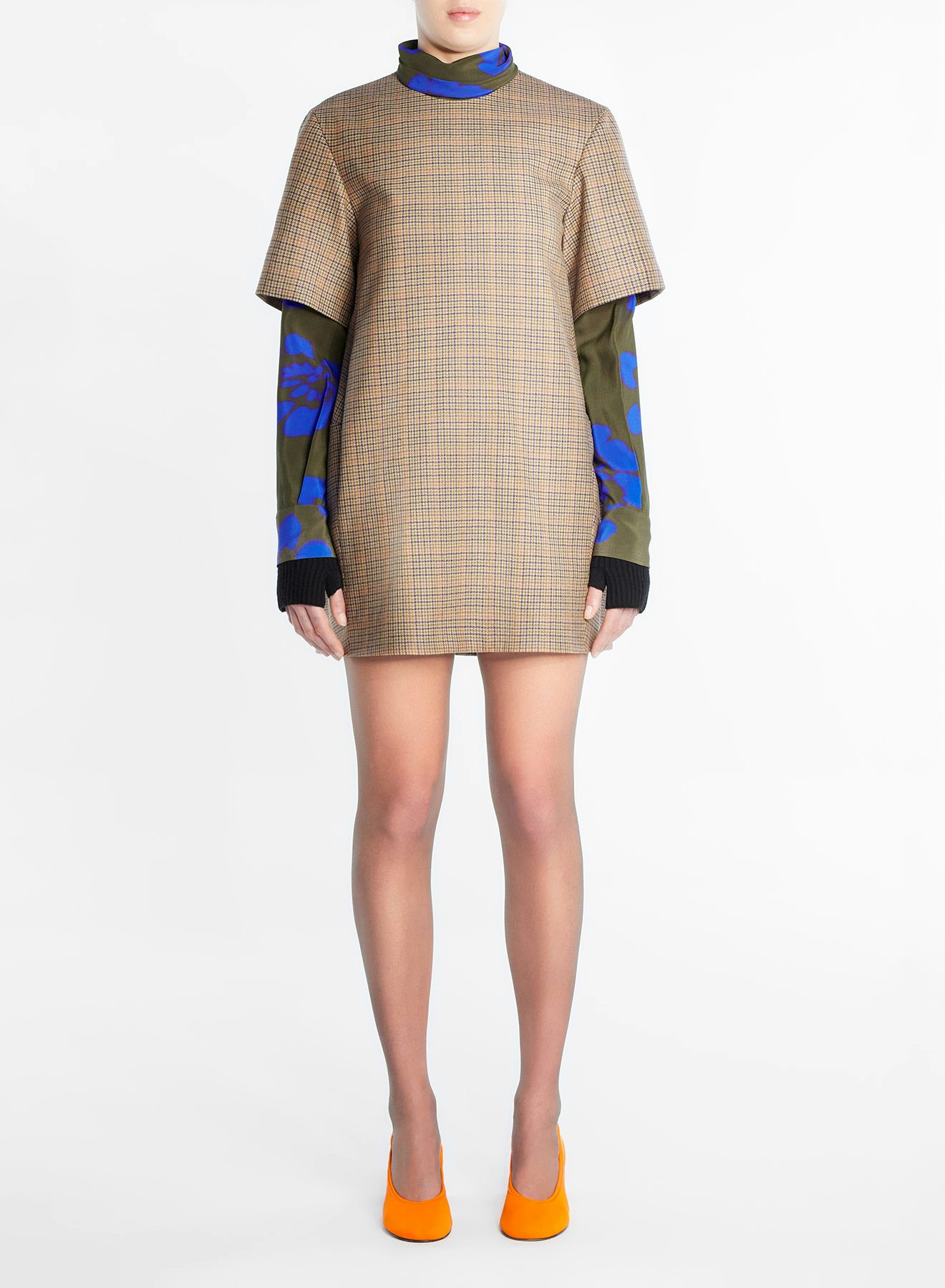 Check wool cocoon top khaki purple - Nina Ricci