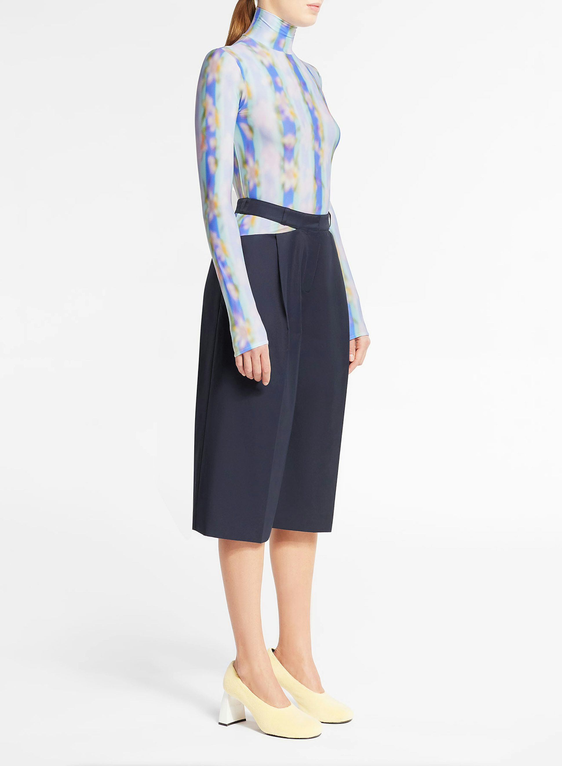 T-Shirt Manches Longues et Col Montant Seconde Peau Imprimé Lilas - Nina Ricci
