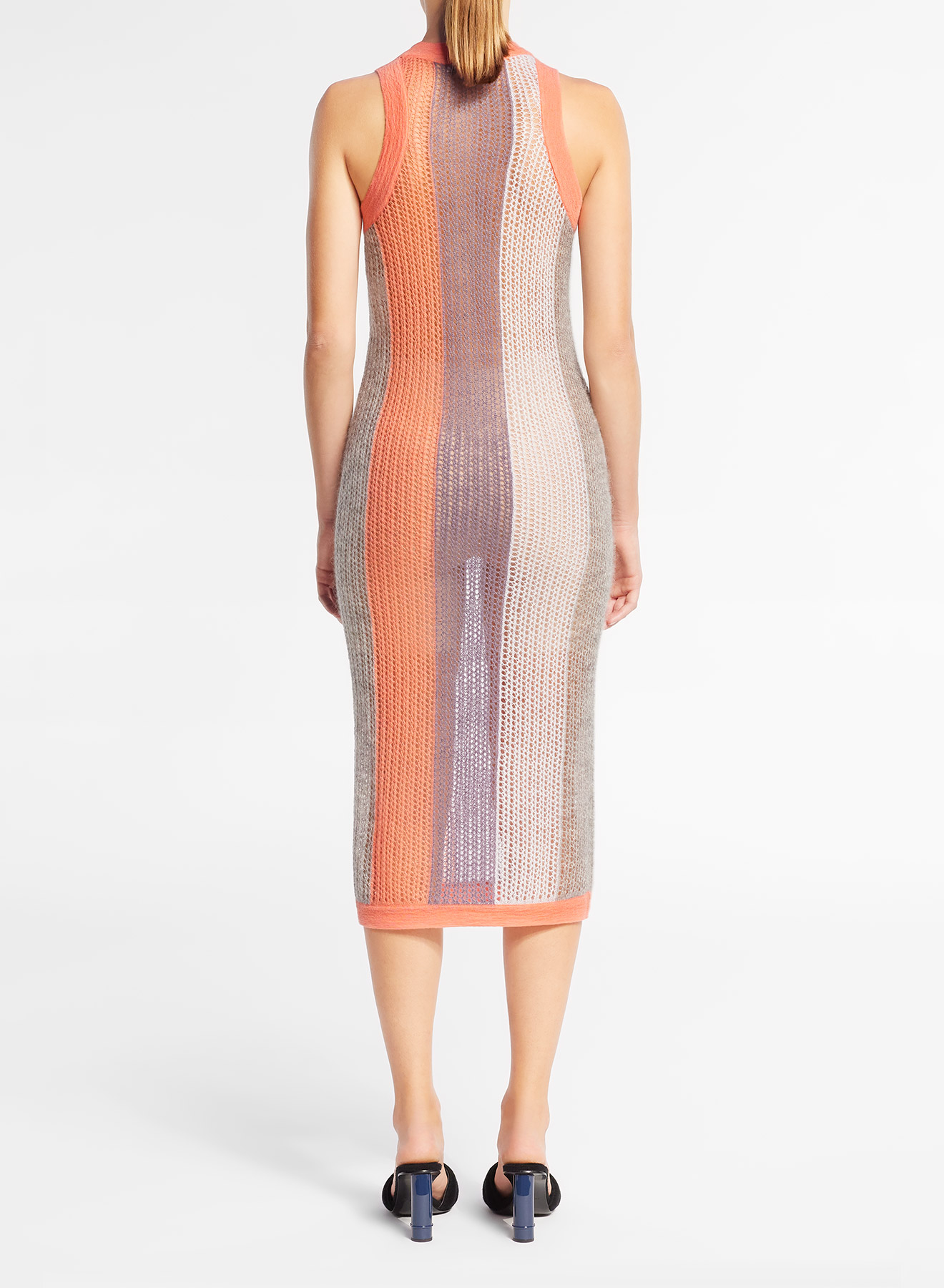 Robe Débardeur en Résille Mohair Pêche, Gris et Lilas Nina Ricci