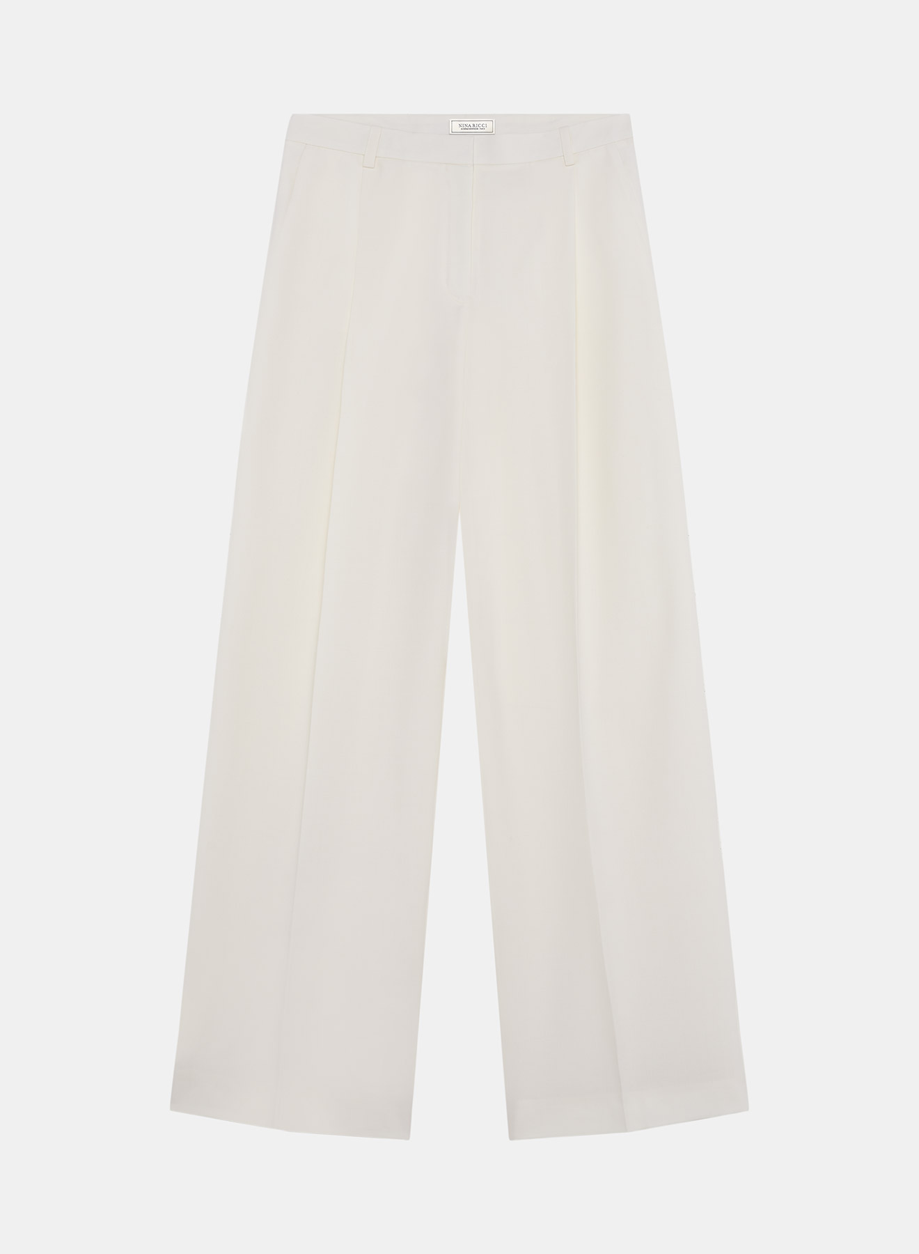 Wide Pleated Pants In Light Ivory Wool Gabardine. - Nina Ricci