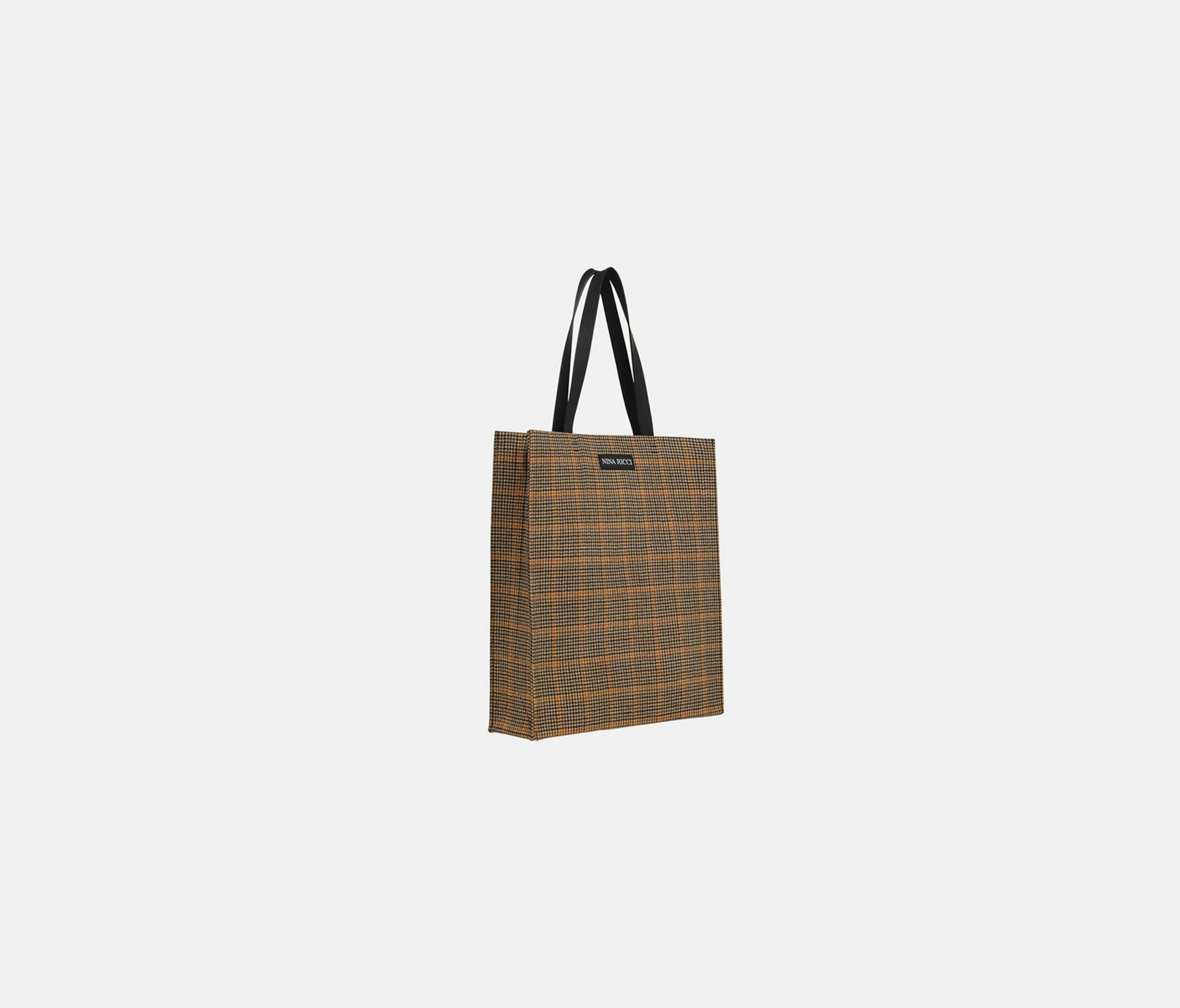 Big checked wool tote bag navy yellow - Nina Ricci