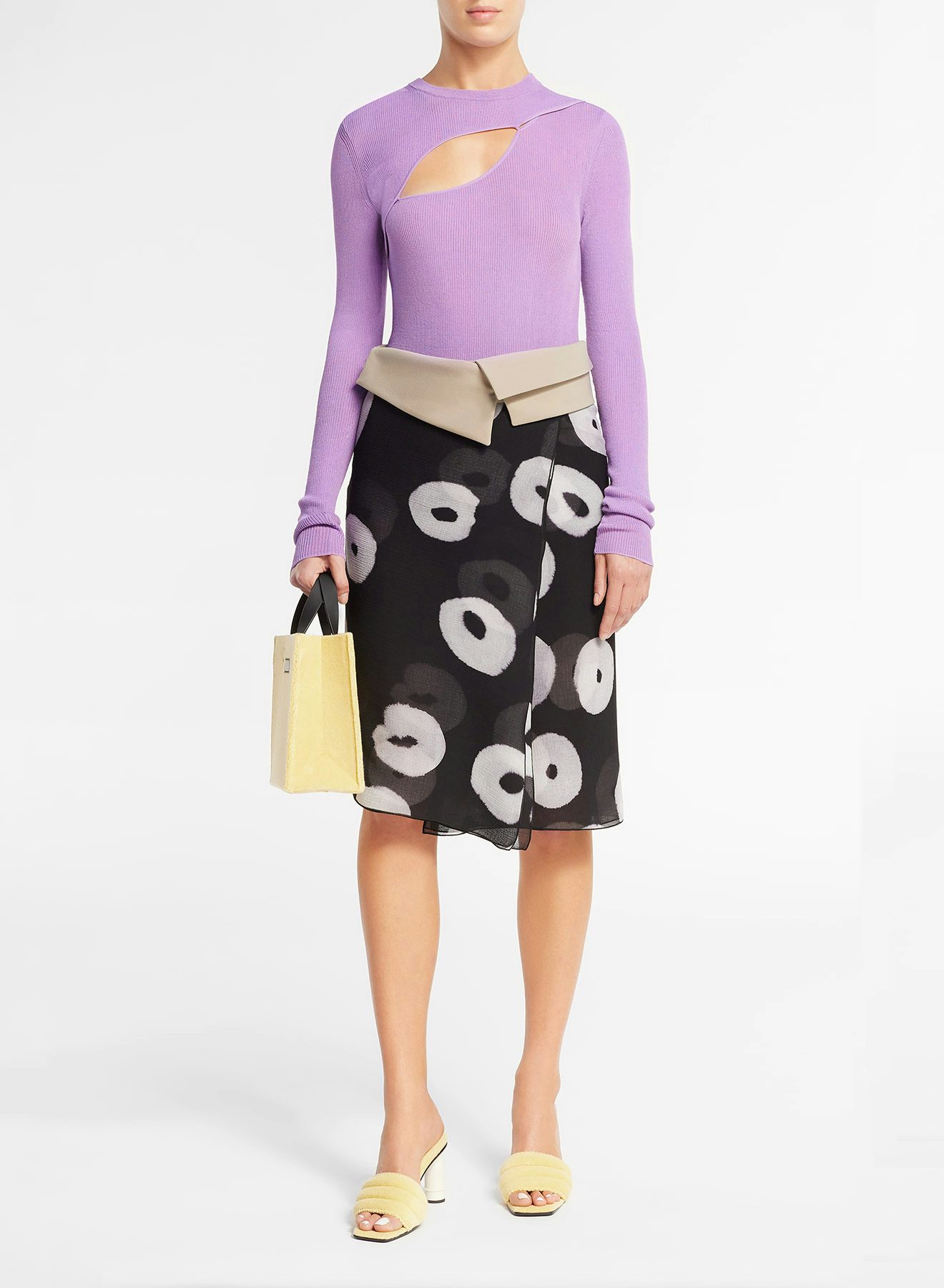Thin lilac ribbed sweater with opening on the chest - Nina Ricci