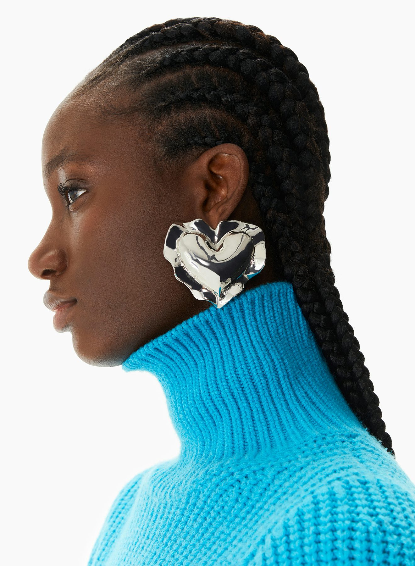 Cushion Heart Earrings Silver - Nina Ricci