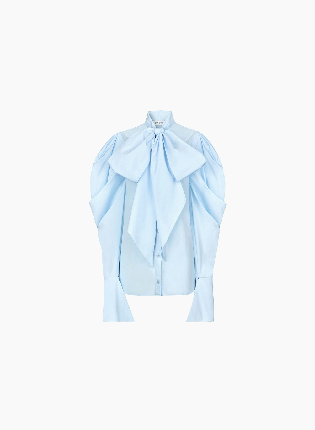 Camisa Lavallière De Popelina Azul Claro  - Nina Ricci