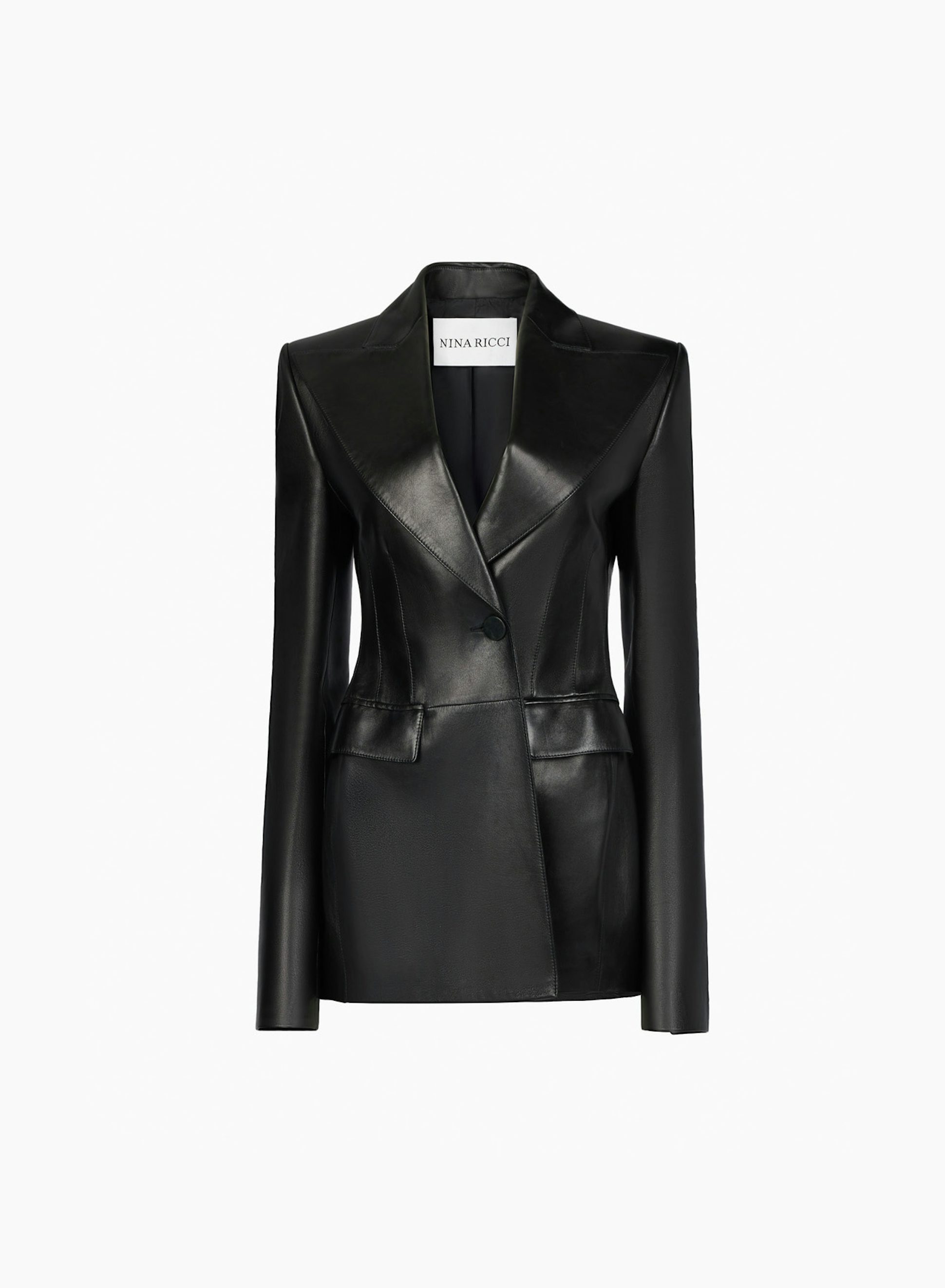 Blazer De Piel Con Cierre De Un Solo Botón Negro  - Nina Ricci