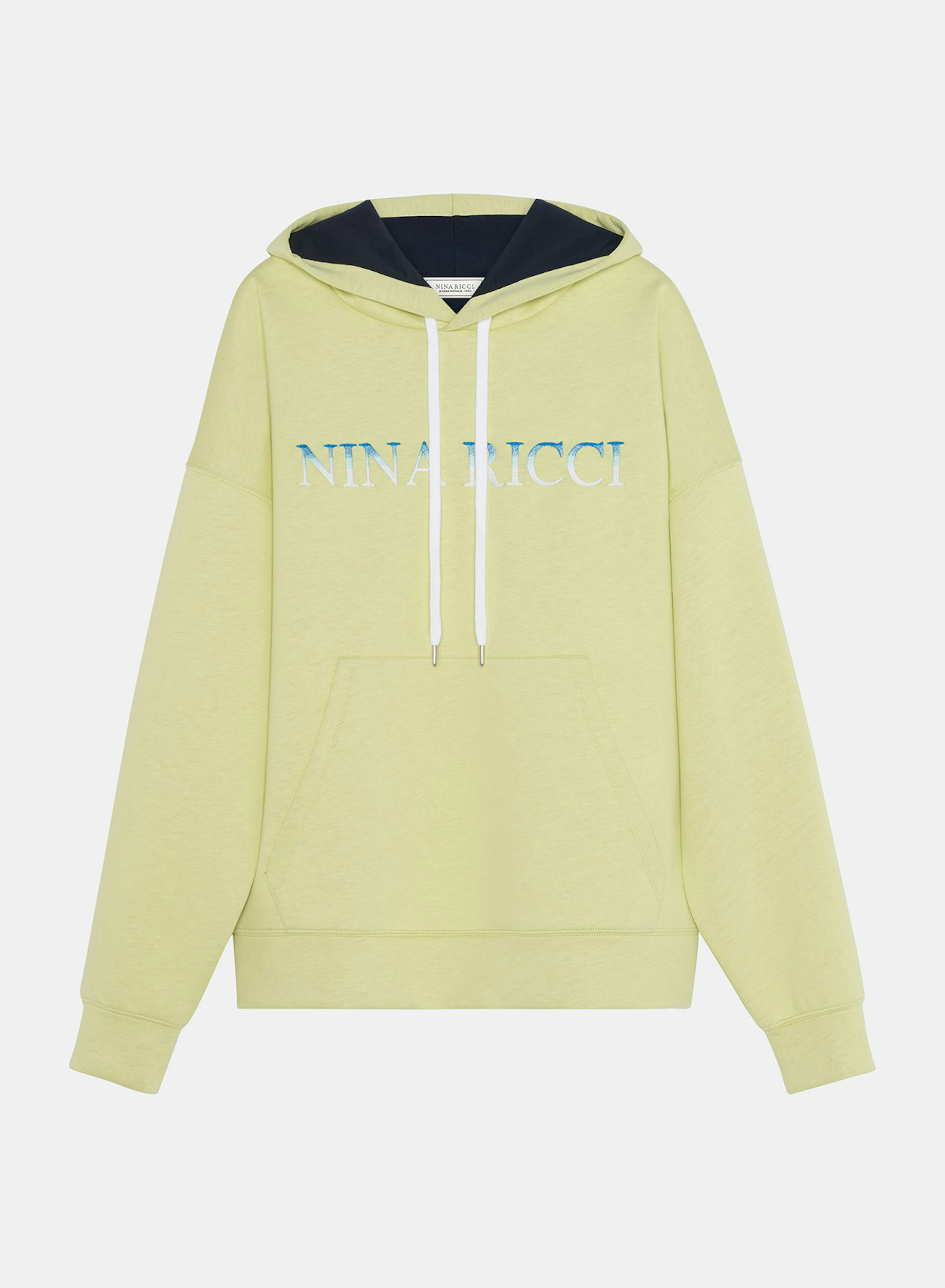 Sweatshirt à Capuche Réversible en Néoprène Jaune et Bleu Marine à Logo Sunrise - Nina Ricci