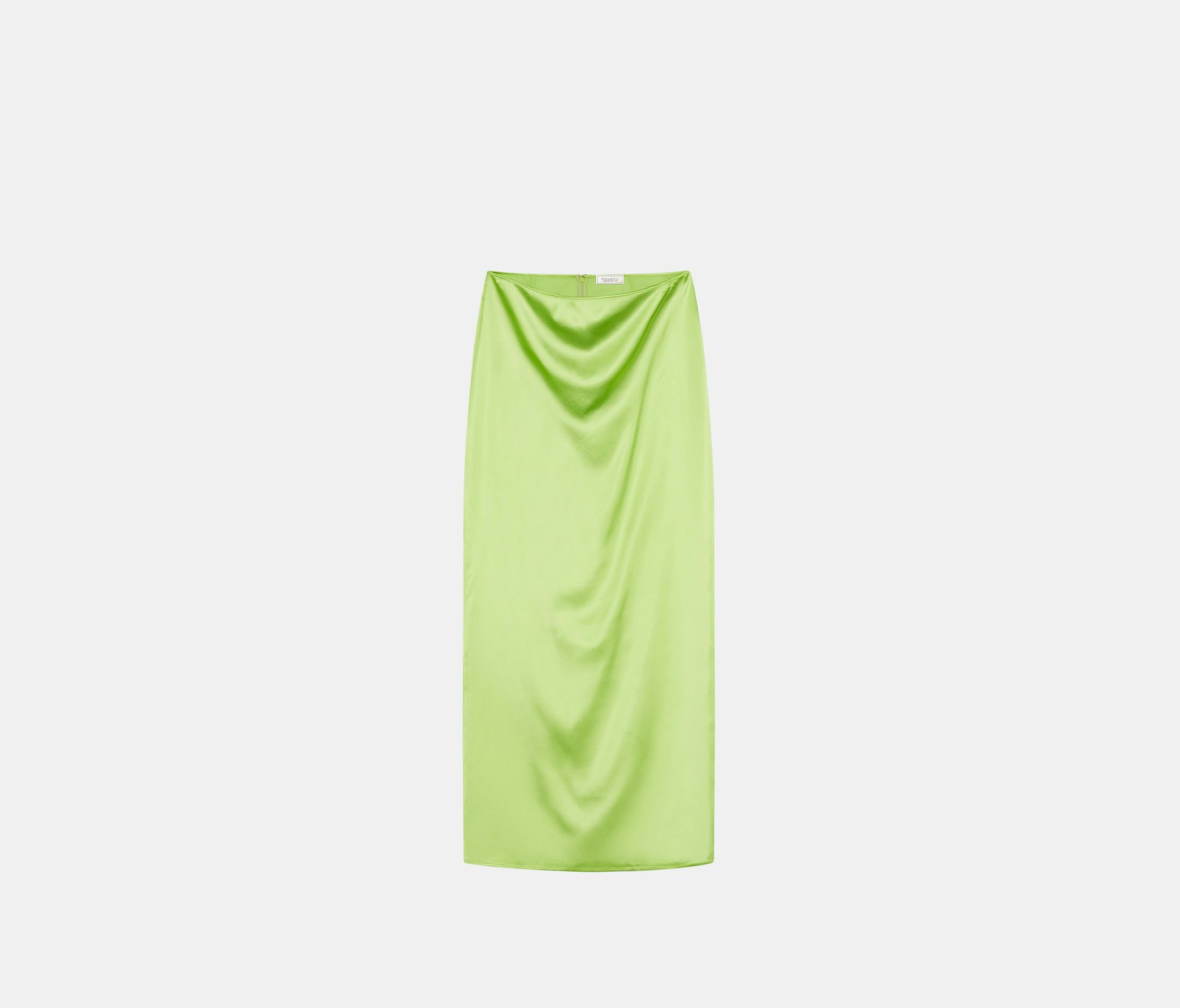 Falda larga recta de satén verde - Nina Ricci