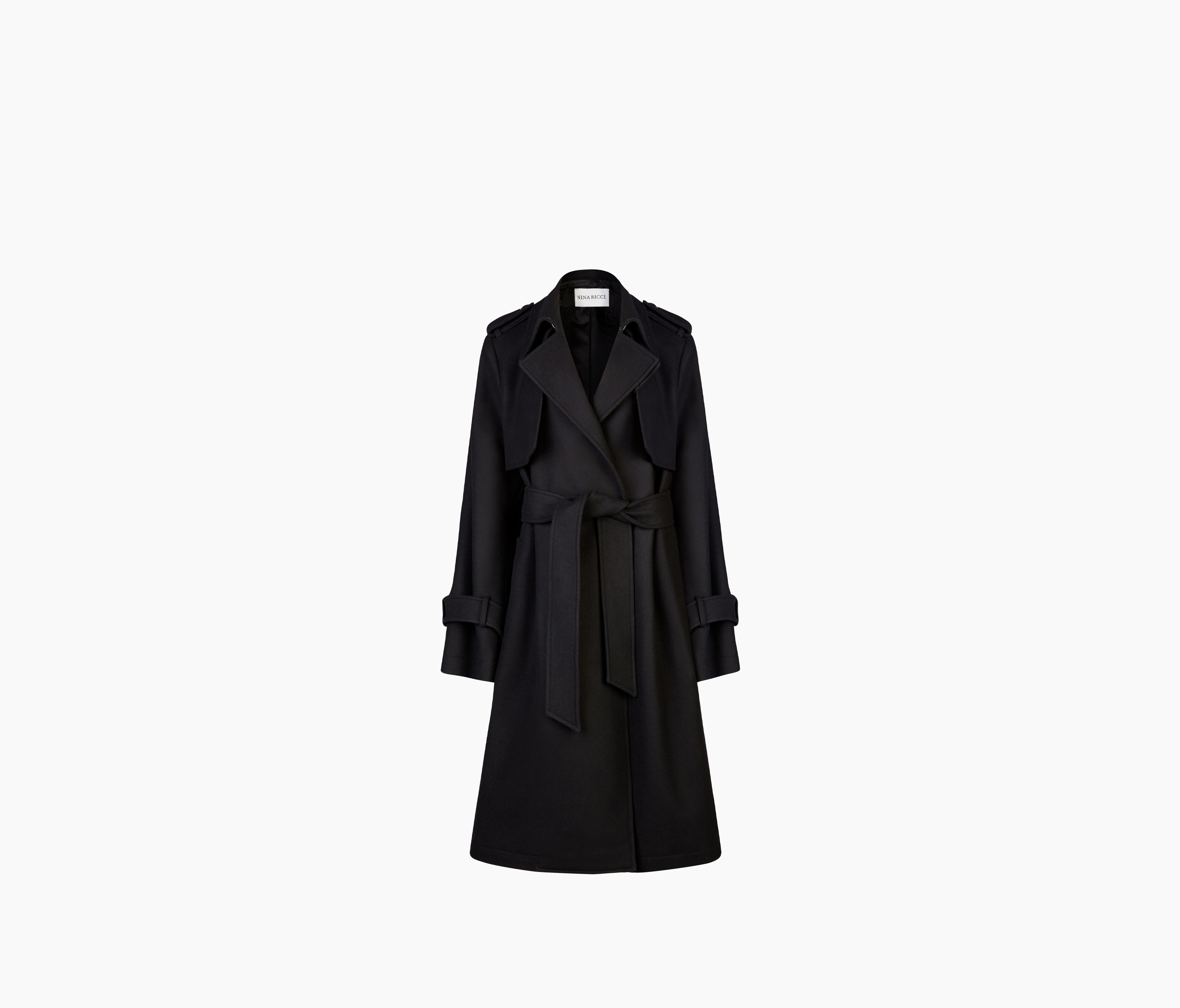 Black Premium Maxi Panel Detail Belted Coat, 45% OFF