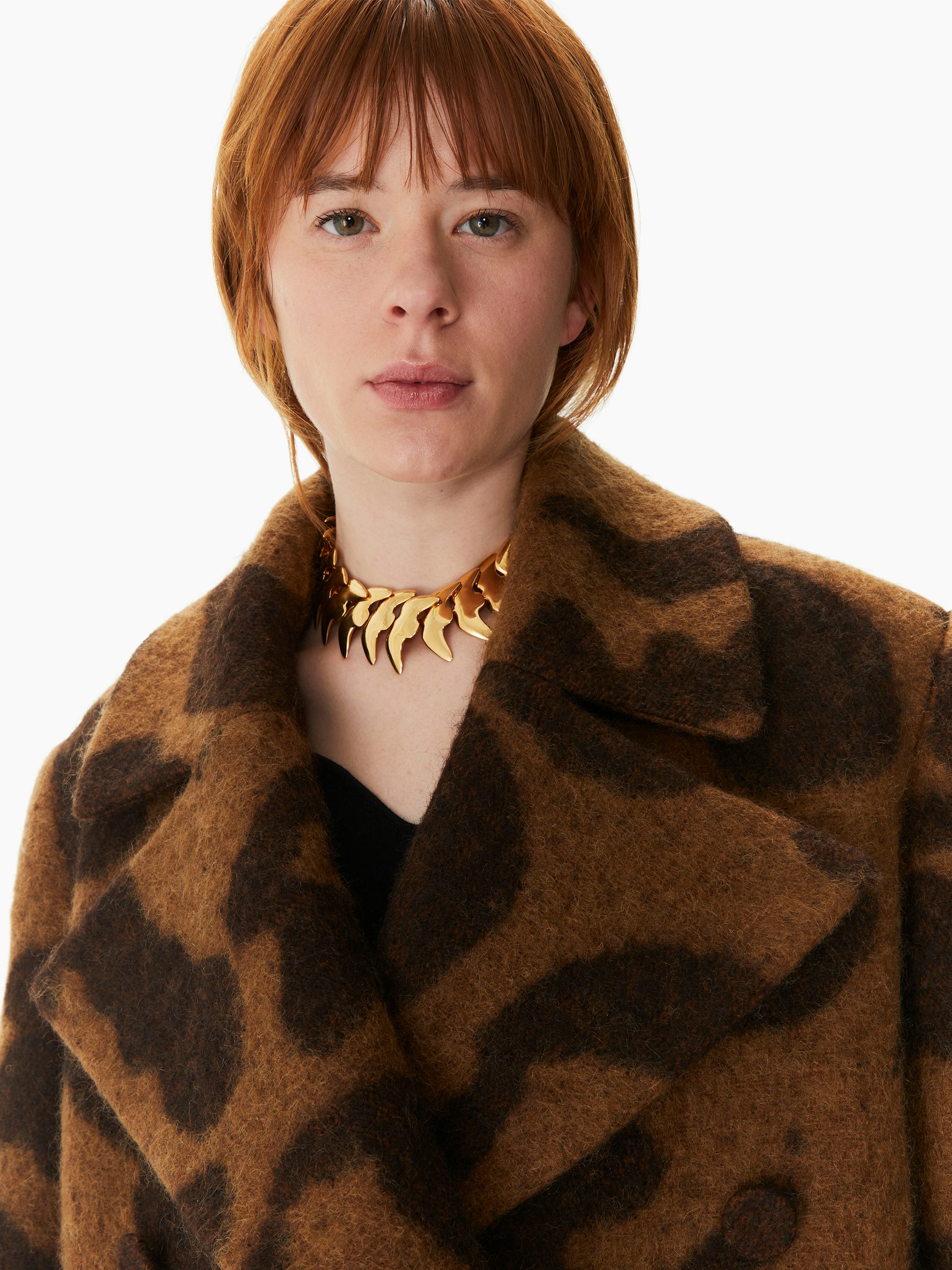 Manteau droit en feutre de laine leopard - Nina Ricci