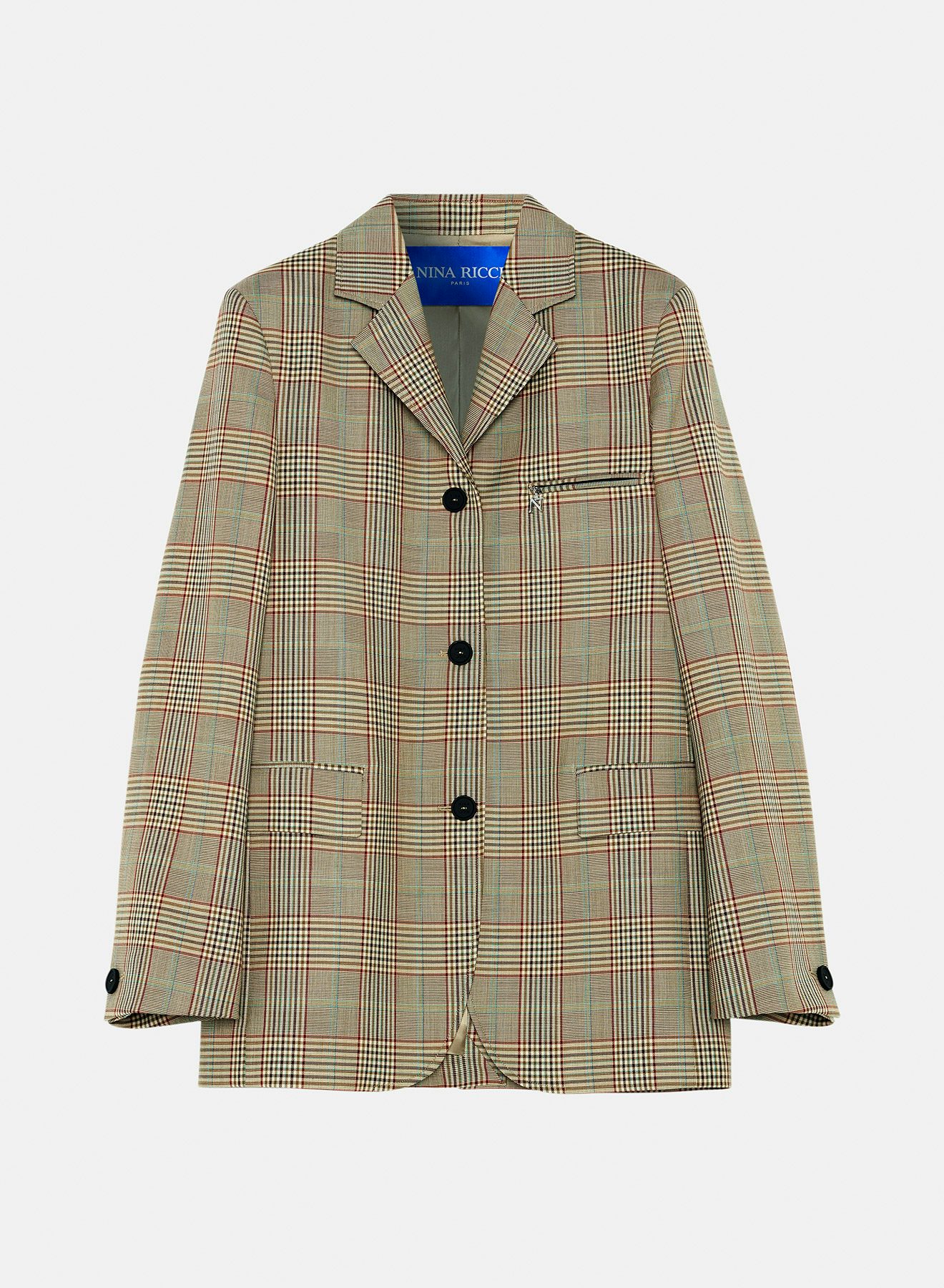Check wool jacket khaki - Nina Ricci