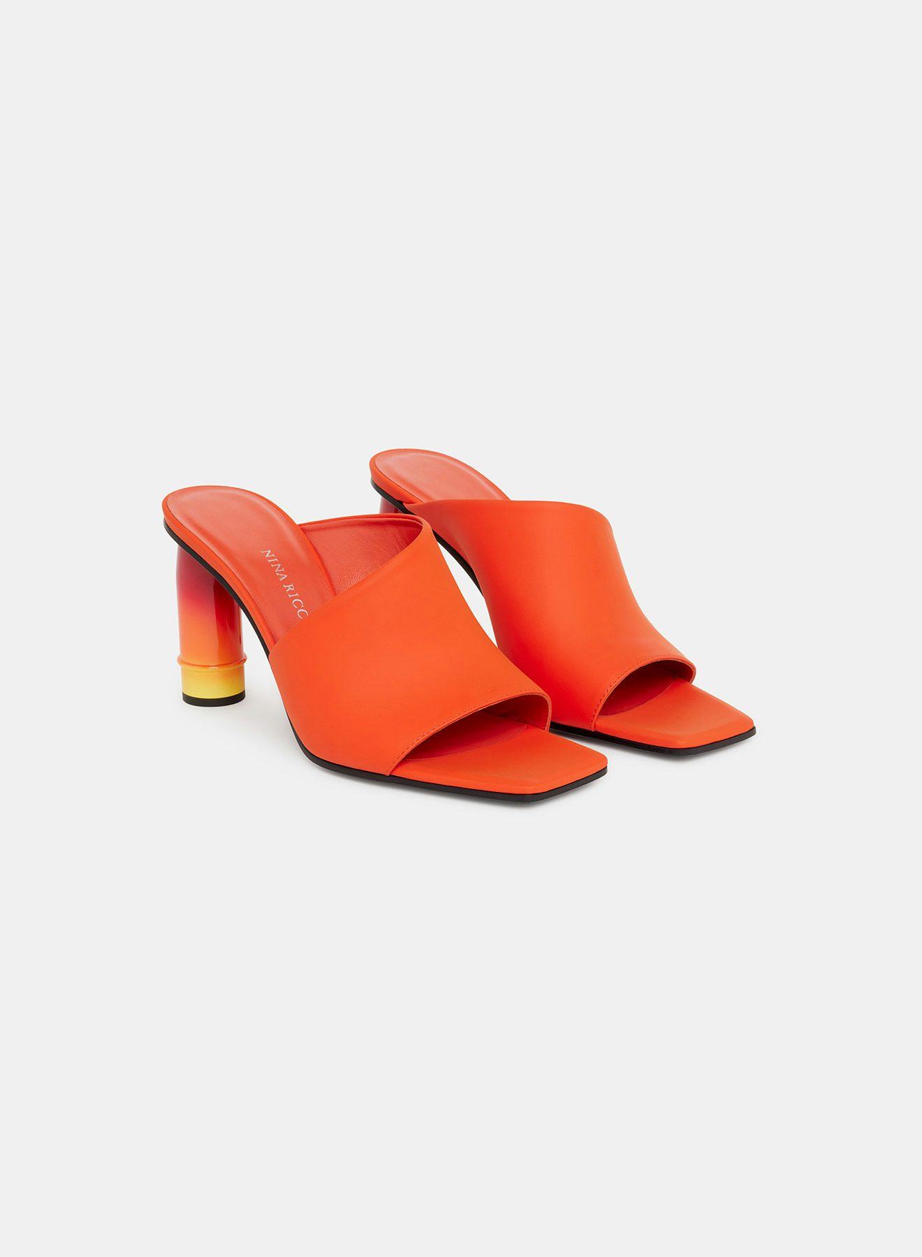Orange leather sandals with shaded "sunset" snorkel heel - Nina Ricci