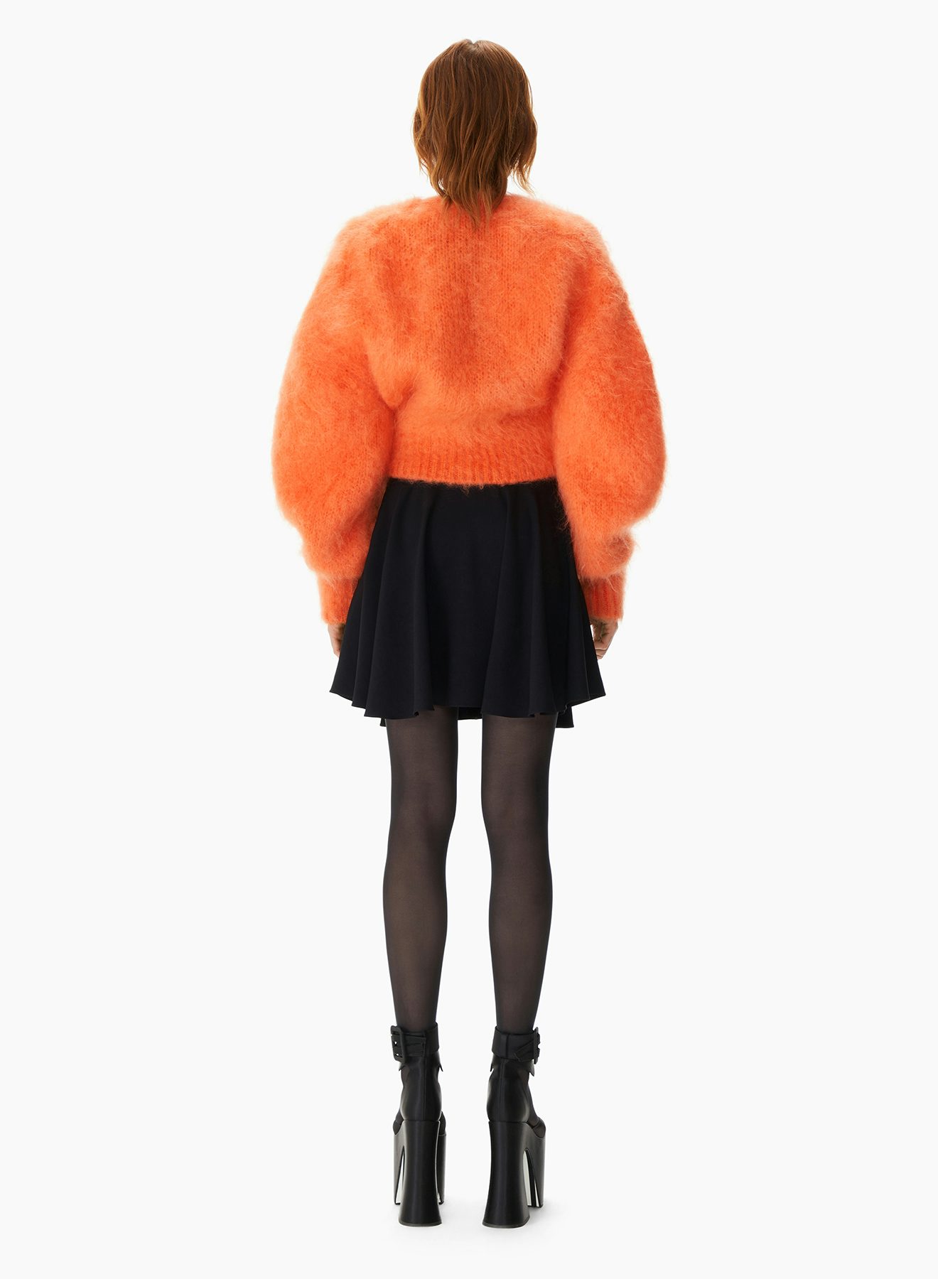 Mohair Puff Sleeve Cardigan Orange - Nina Ricci