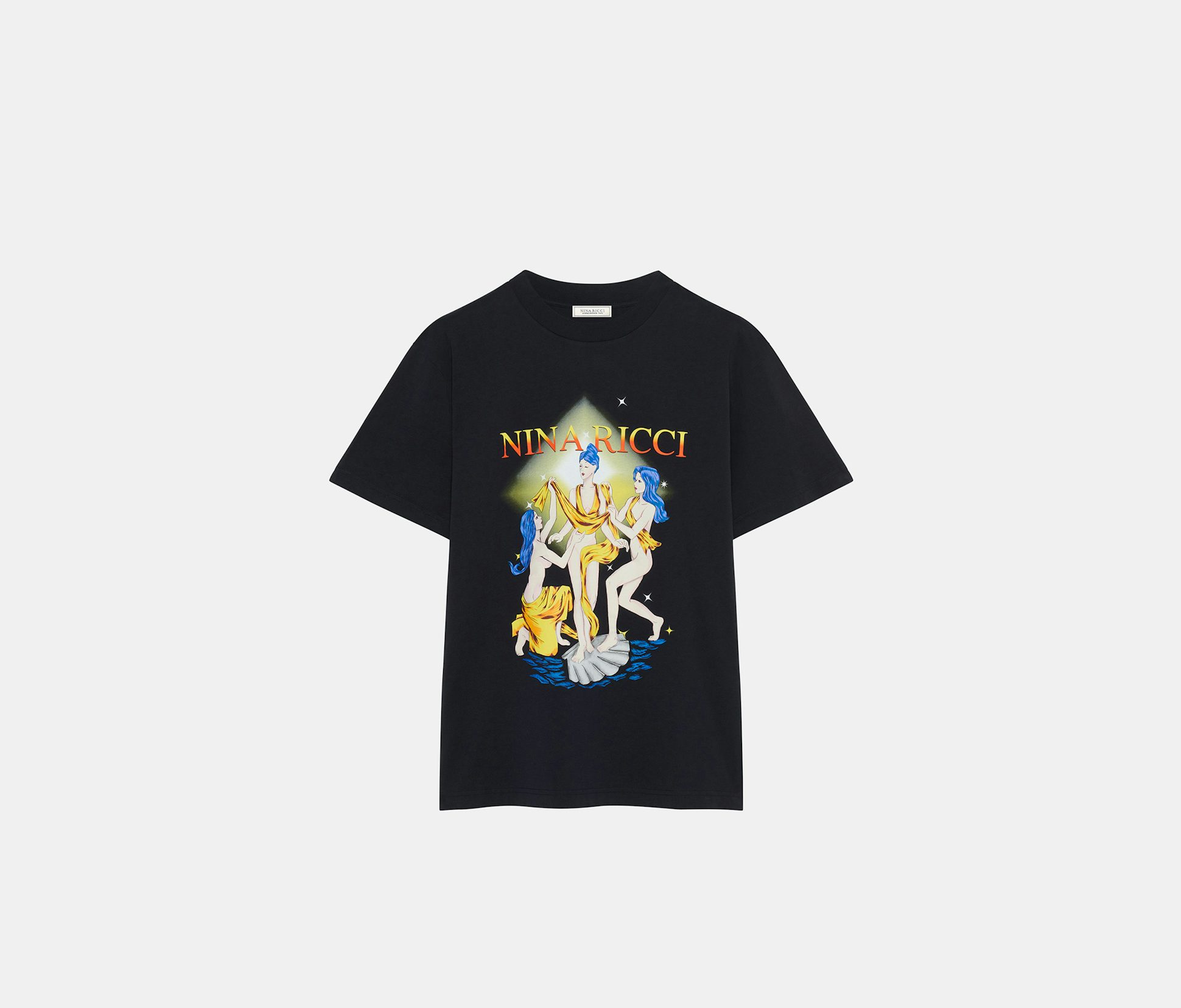 Camiseta de algodón negro con estampado «Les 3 Grâces» - Nina Ricci