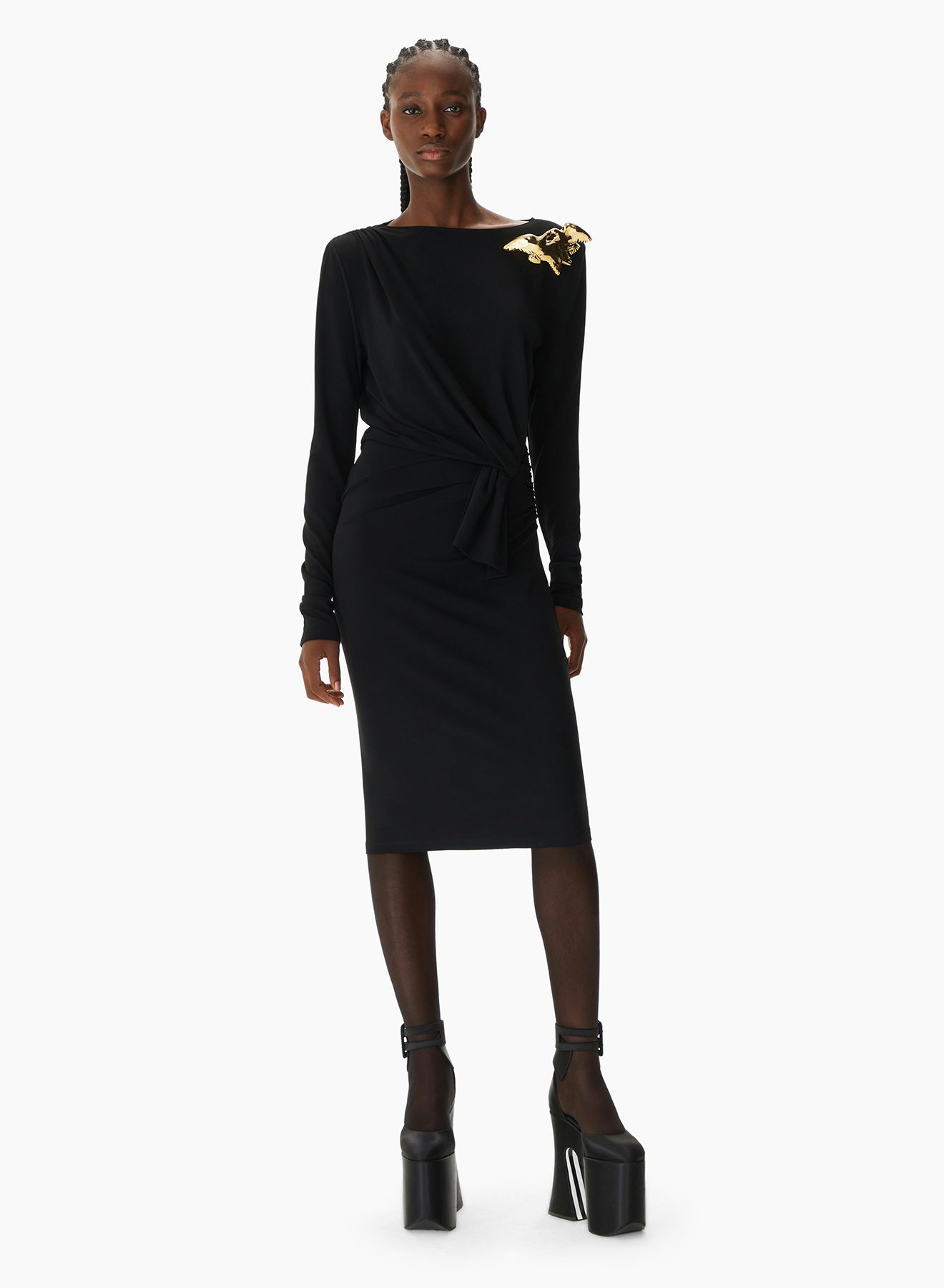Jersey Fluid Wrap Dress black - Nina Ricci 