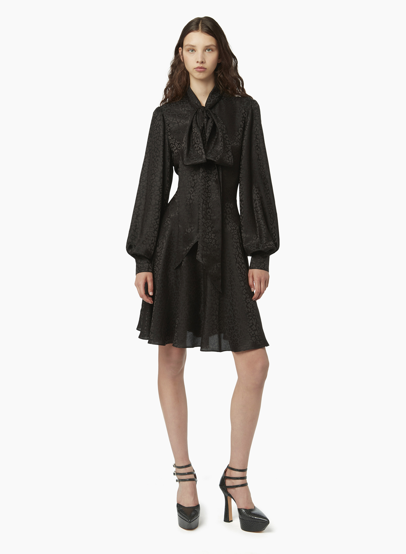 Pussy-bow shirt dress in black - Nina Ricci