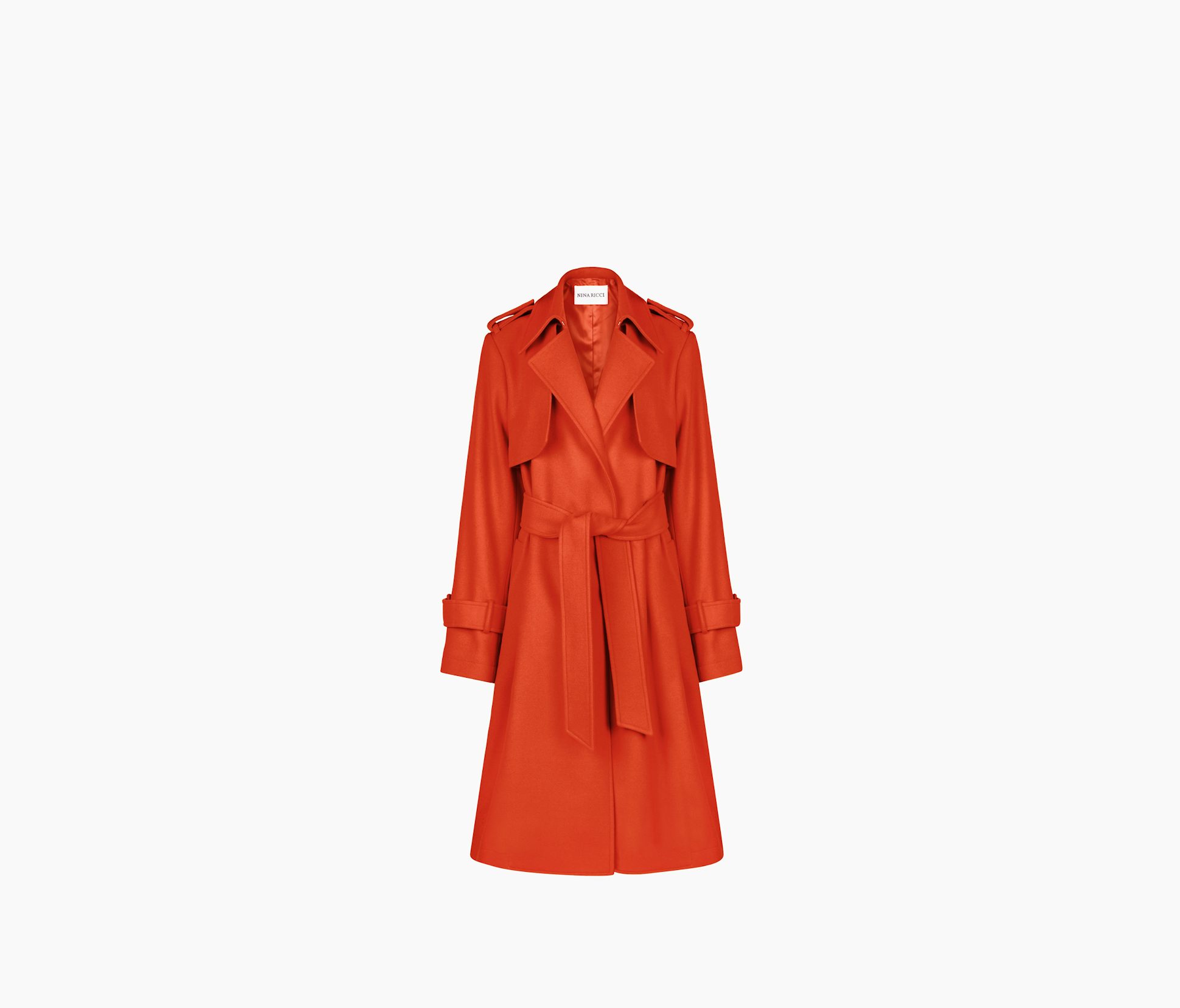 MID-LONG BELTED WOOL BLEND COAT 34