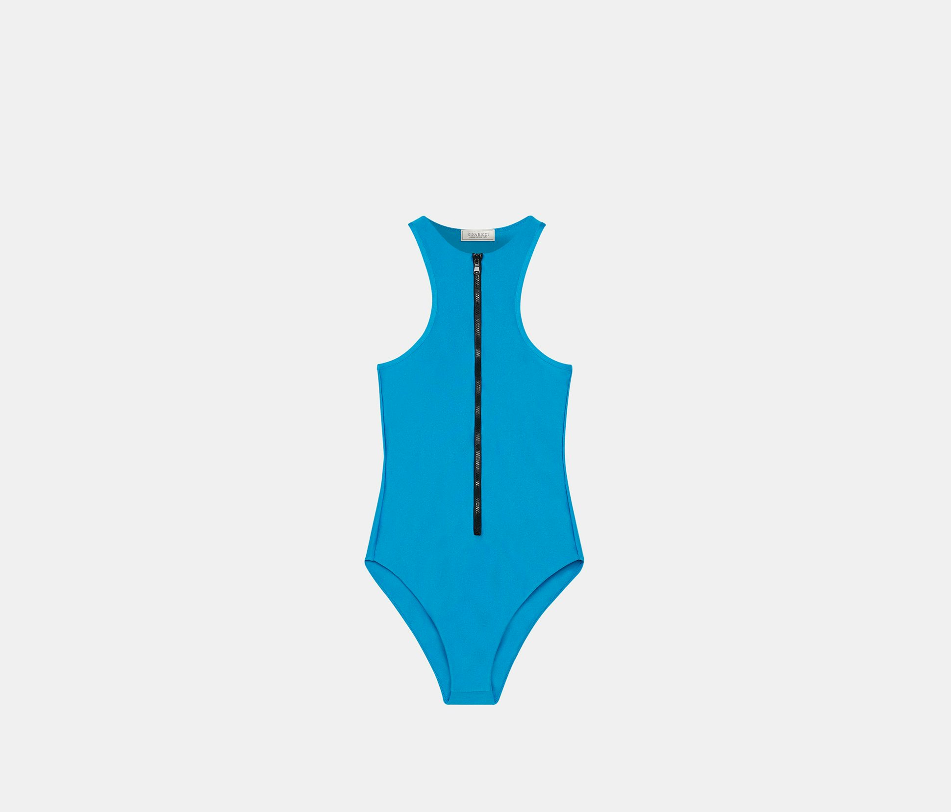 Embroidered and Zipped One-piece Swimsuit