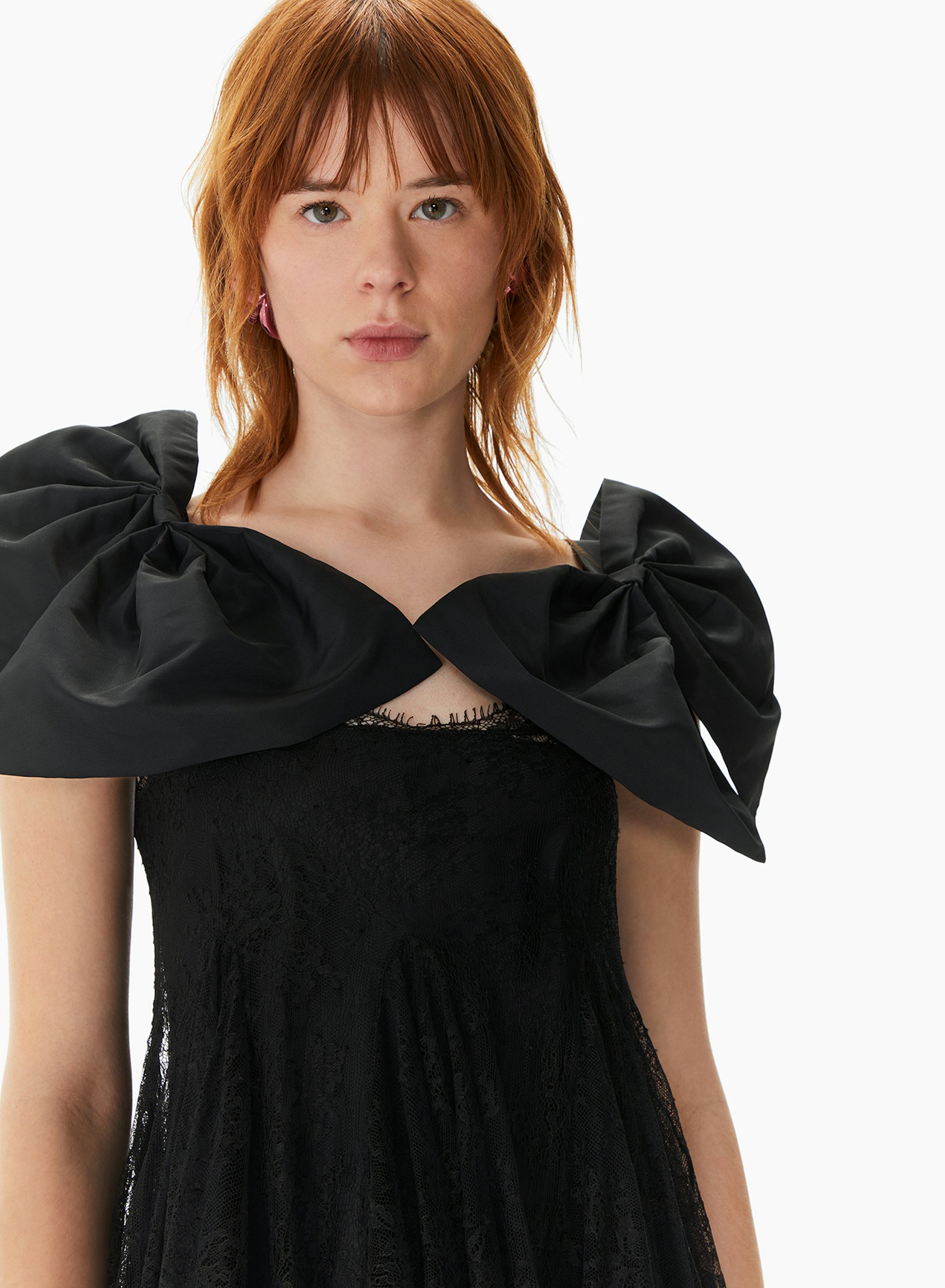Mini Lace Dress With Velvet Straps Black - Nina Ricci 