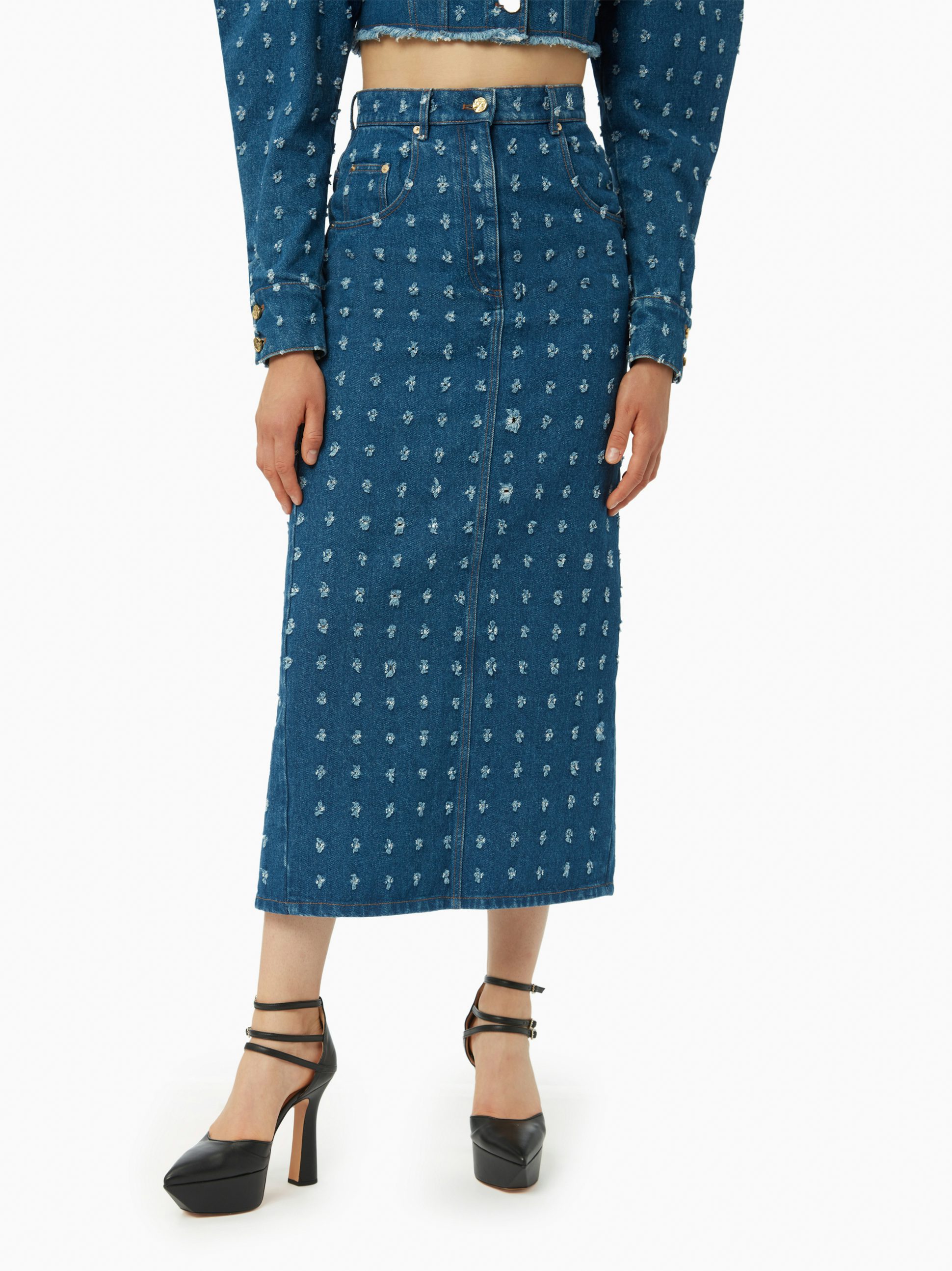 Long distressed denim skirt - Nina Ricci