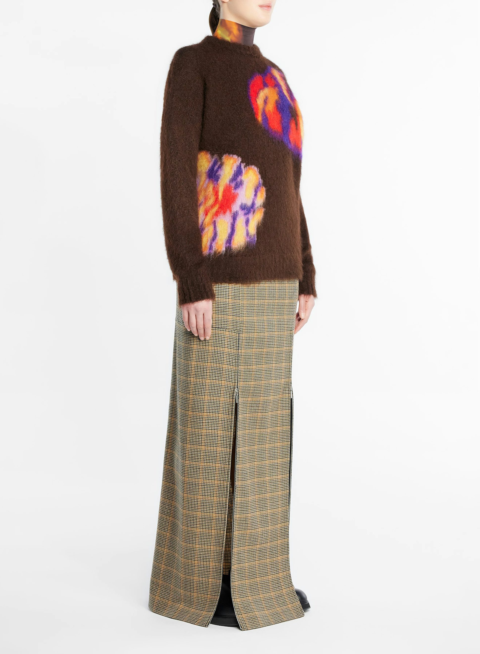 Pull en mohair jacquard brossé marron - Nina Ricci