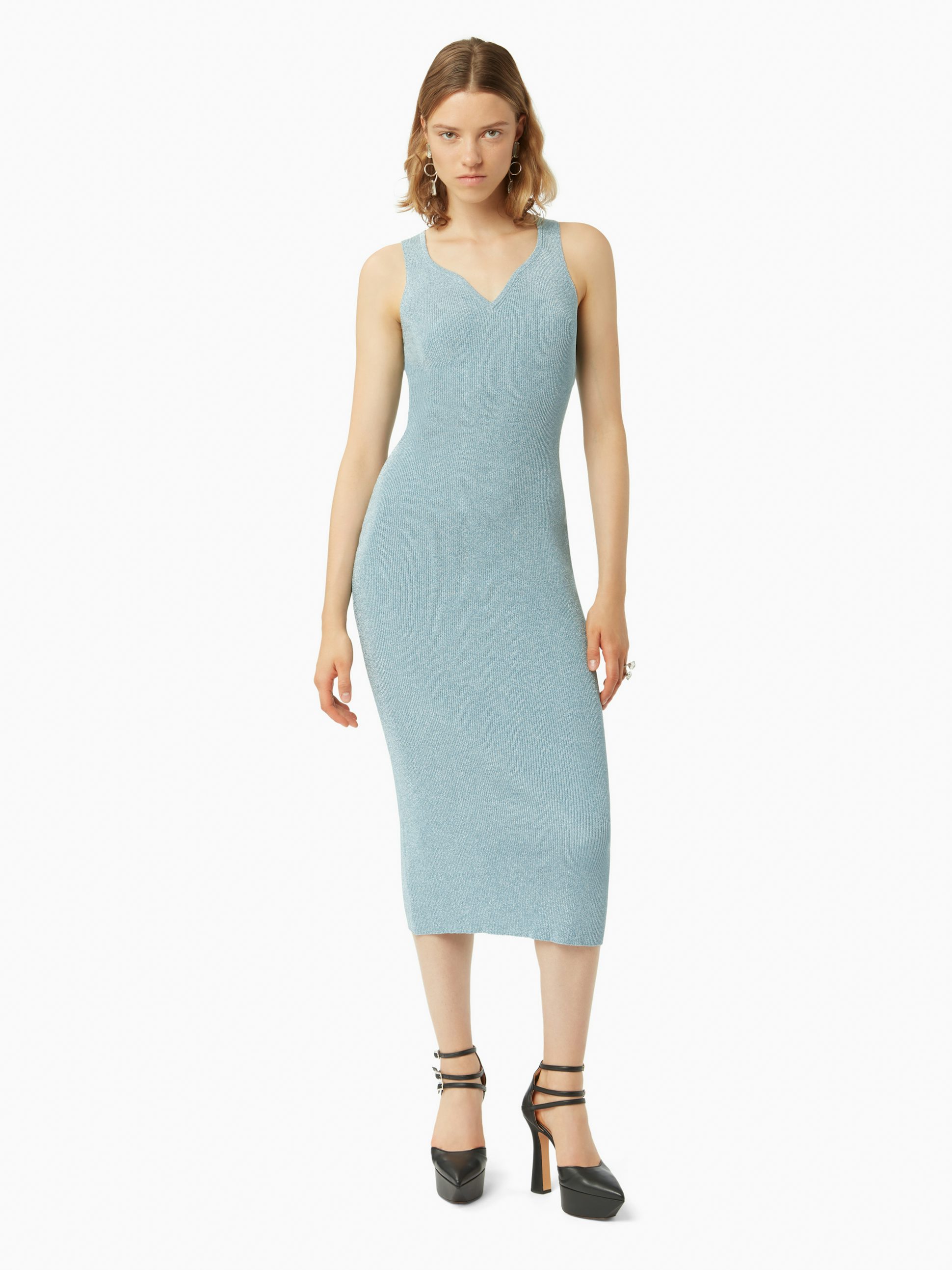 Heart neckline sleeveless dress in light blue - Nina Ricci
