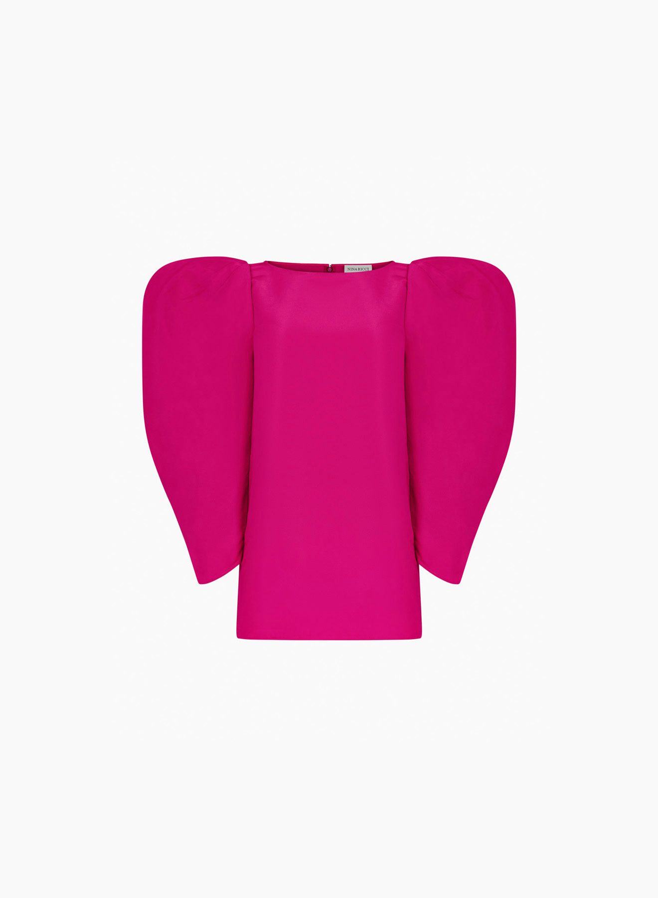 Puff Gathered Sleeves Mini Dress Fuchsia - Nina Ricci