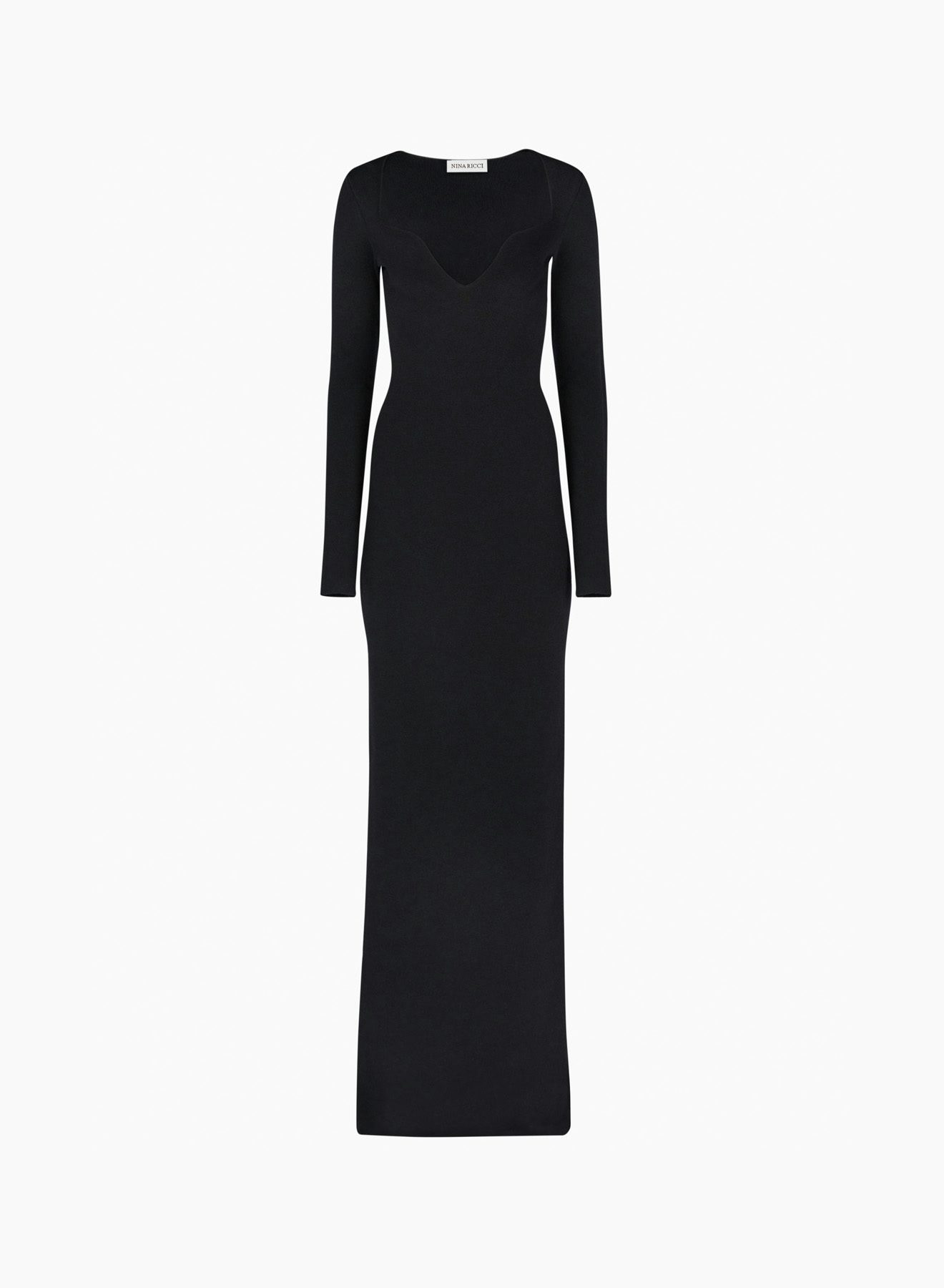 Fitted Wool-Blend Long Dress Black - Nina Ricci