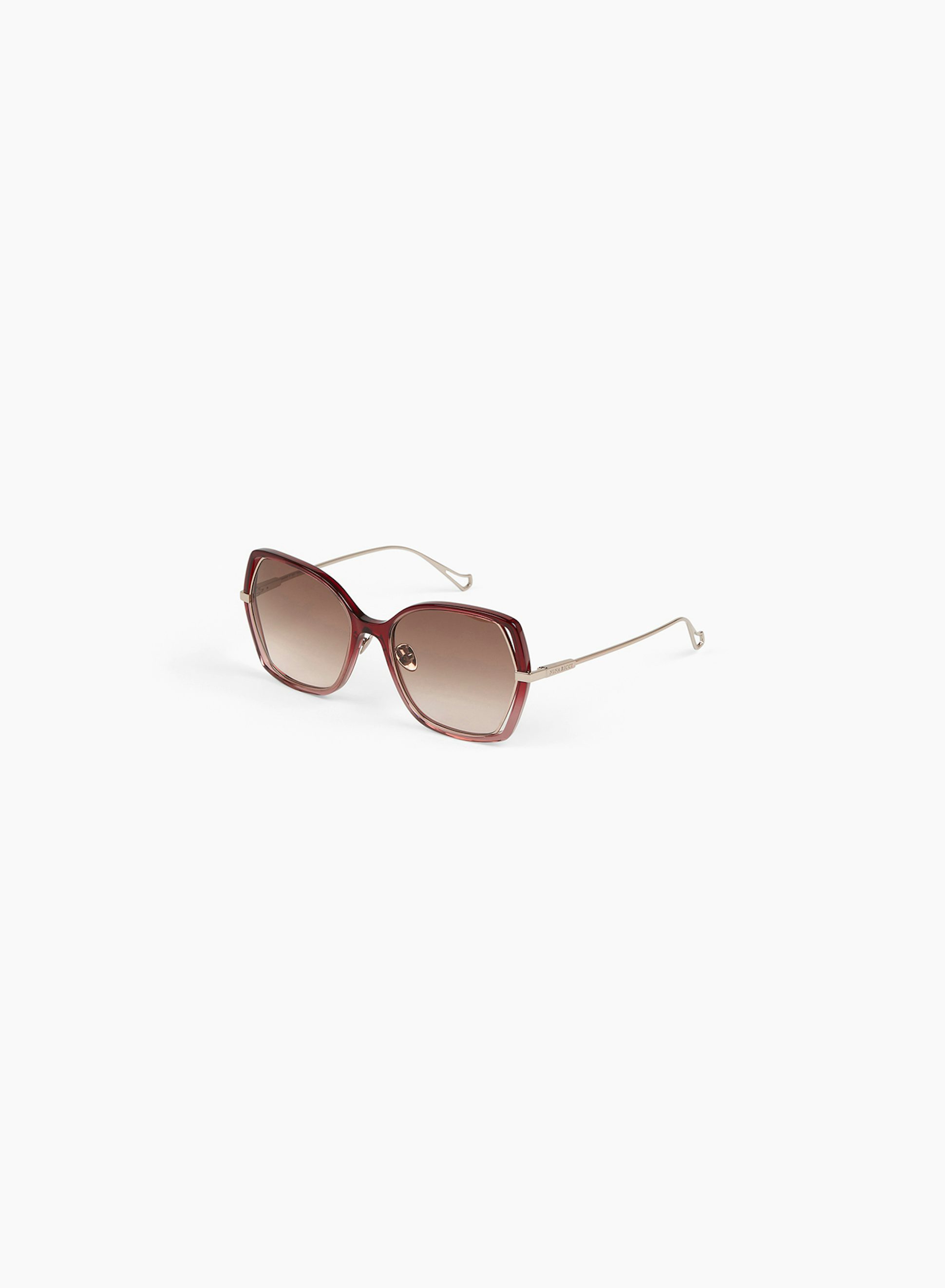Gafas de Sol Geométricas Metálicas Rojo Brillante Grad Rosa Claro - Nina Ricci 